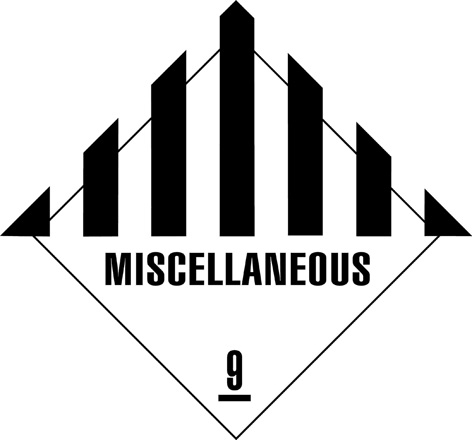 Kl. 9 Gefahrgutlabel PE Folie mit Text 25x25cm - Rückseite geschlitzt