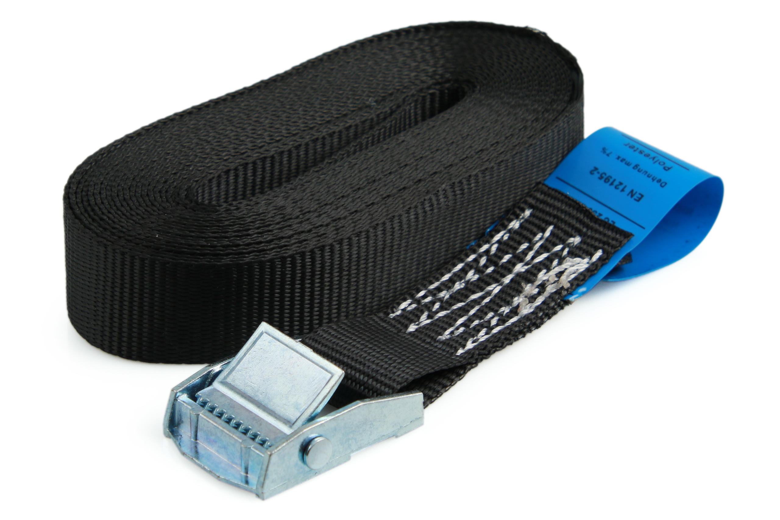 6er-Set, Klemmschloss-Zurrgurte, 6 m, 25 mm, LC 250 daN, schwarz