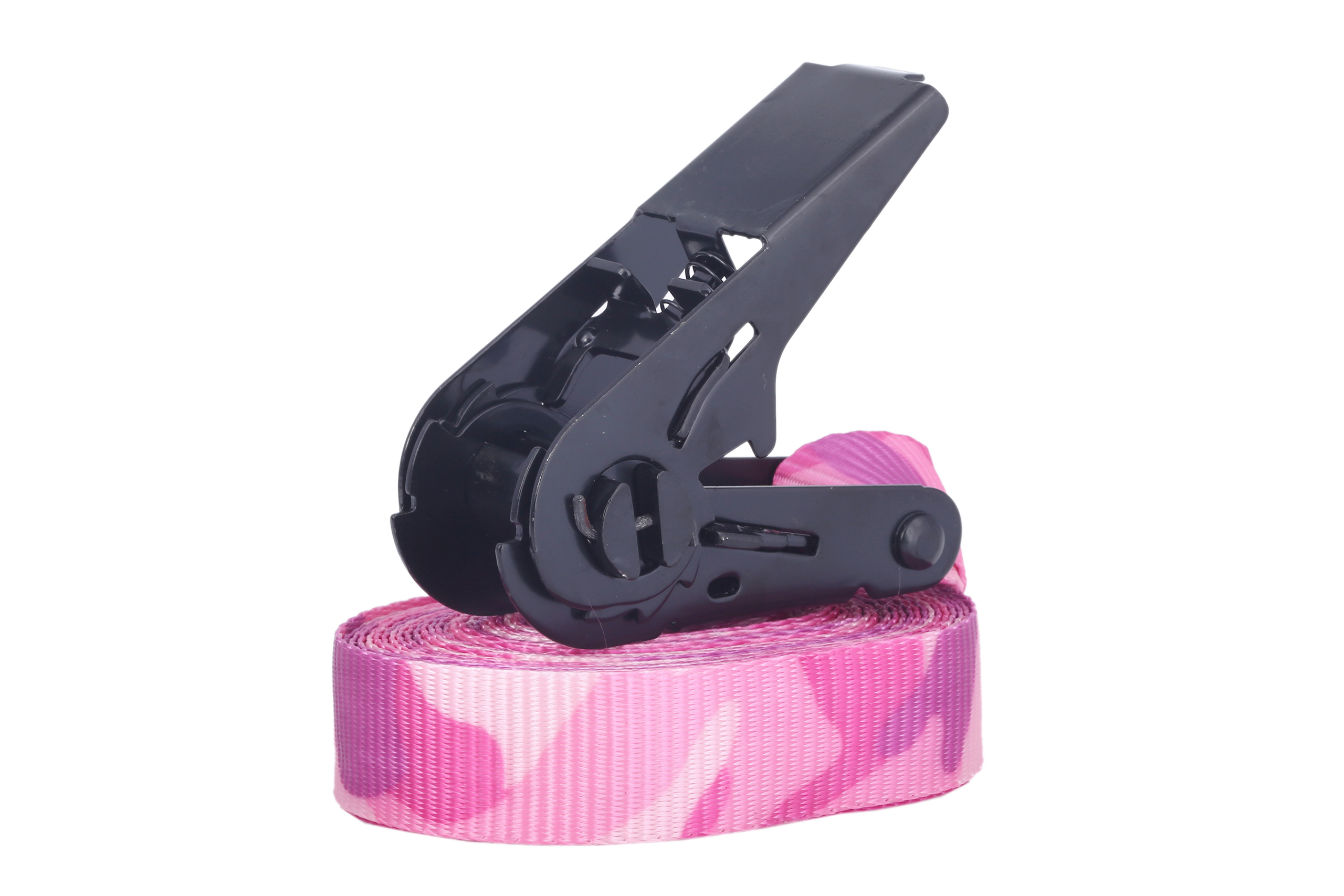 Set of 4, 4m lashing straps, 25mm, LC 900 daN, pink camouflage