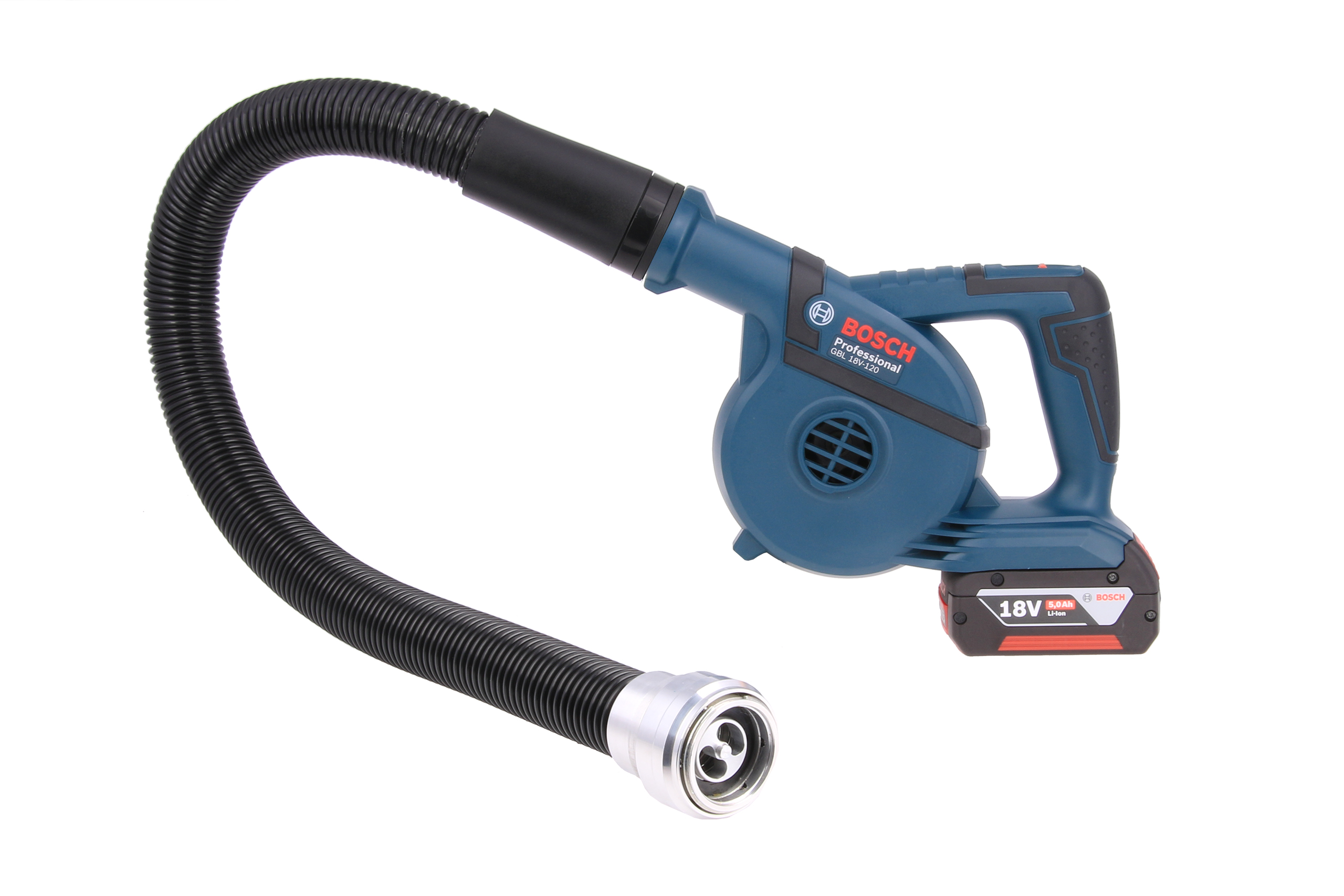 Bosch Akku-Gebläse für Stausäcke mit Arretierungsadapter & Schlauchaufsatz