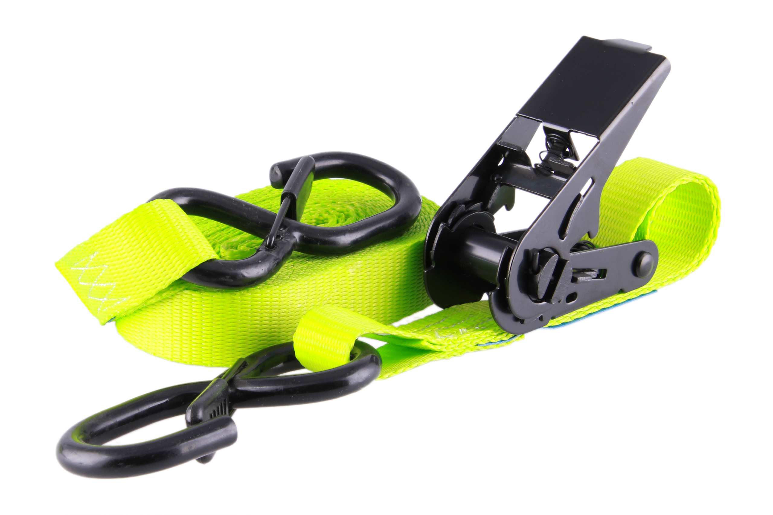 2er-Set, 4 m Zurrgurte, 25 mm, LC 400 daN, STF 216, zweiteilig, Neon-grün, mit S-Haken mit Sicherung