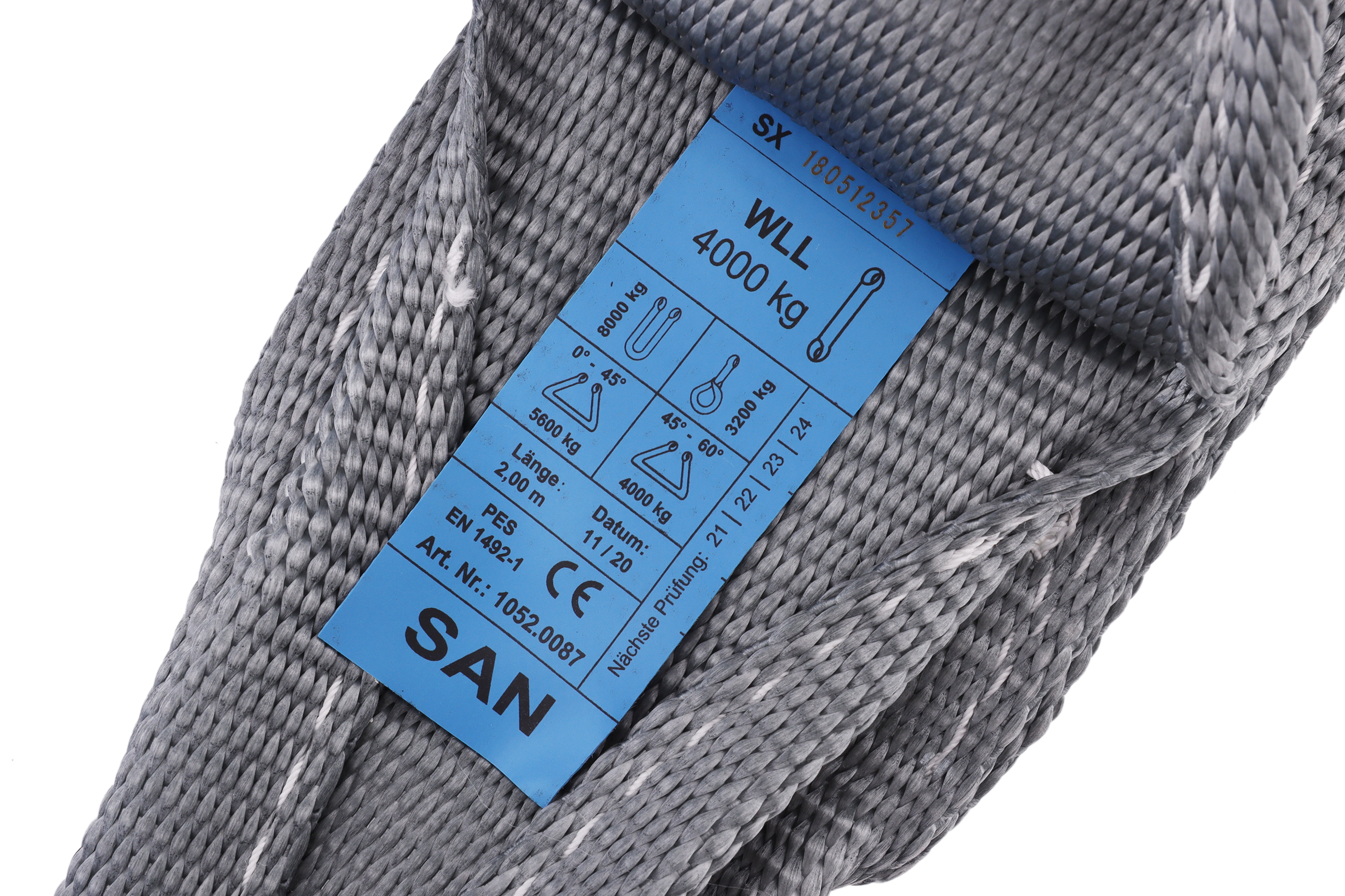 Hebeband 2m, WLL 4to, mit verstärkten Schlaufen