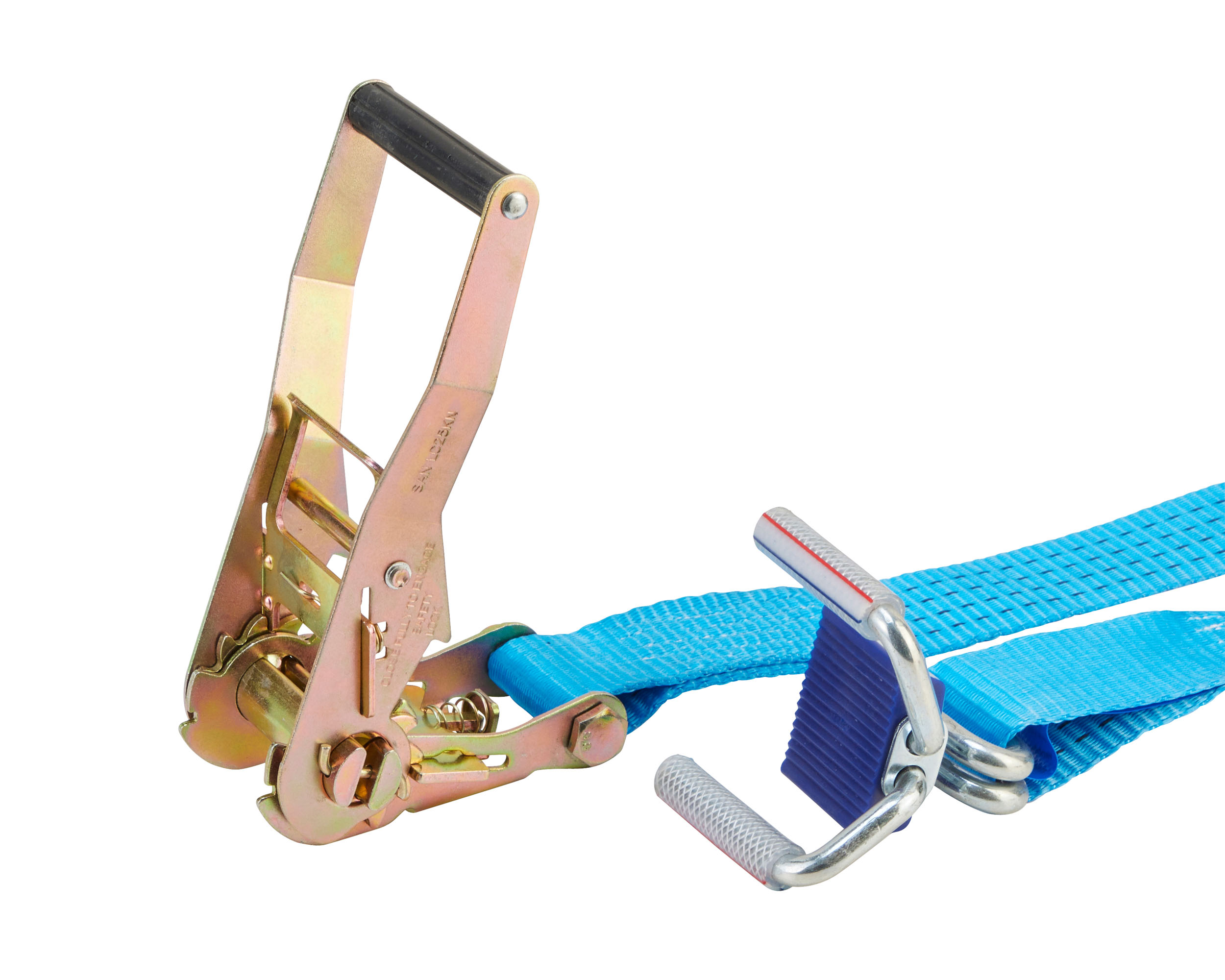 Zurrgurt, 5m, 50mm, LC 100 daN, zweiteilig, STF 350 daN, Kurzhebelratsche, mit Bordwandklammern
