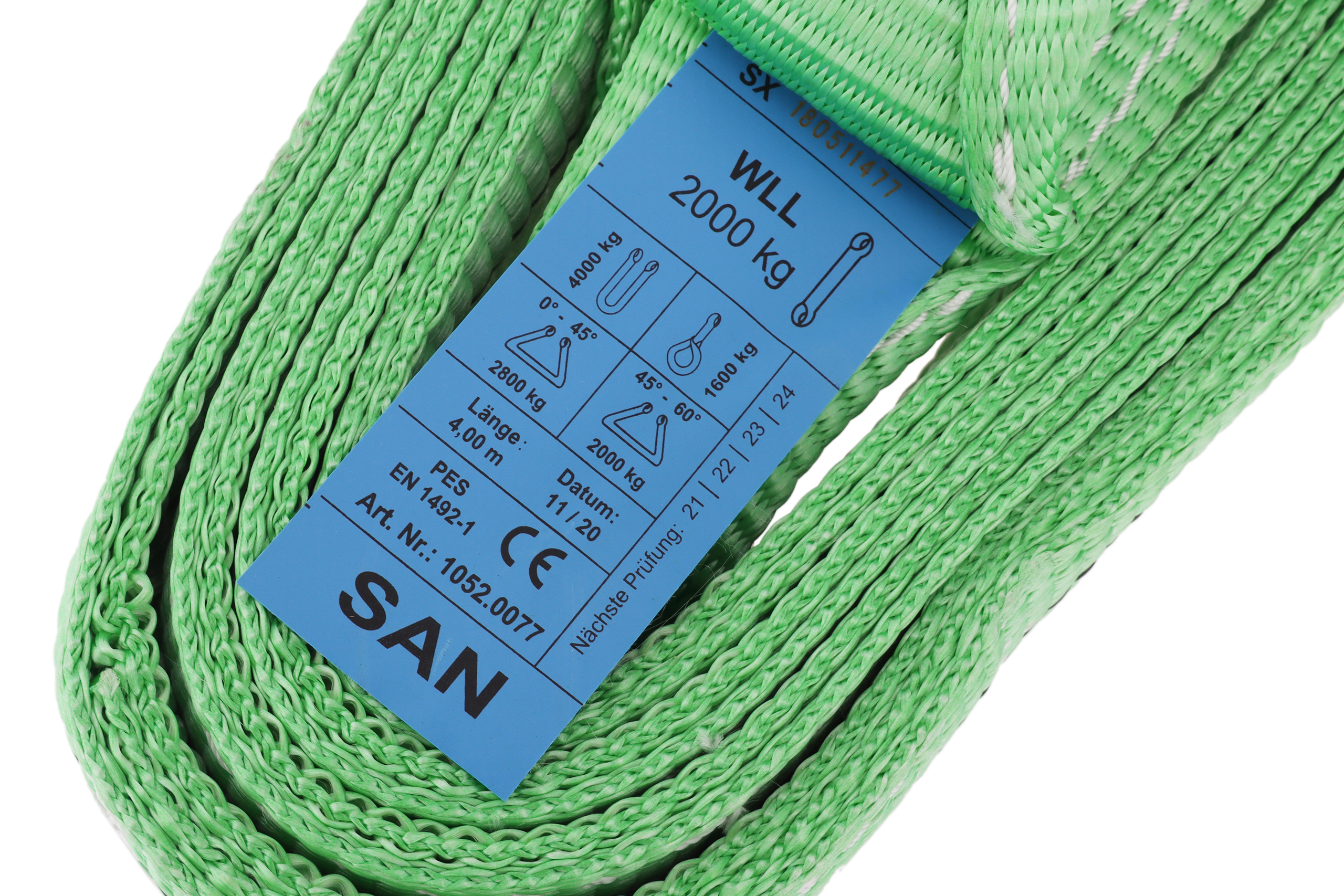 Hebeband 4m, WLL 2to mit verstärkten Schlaufen