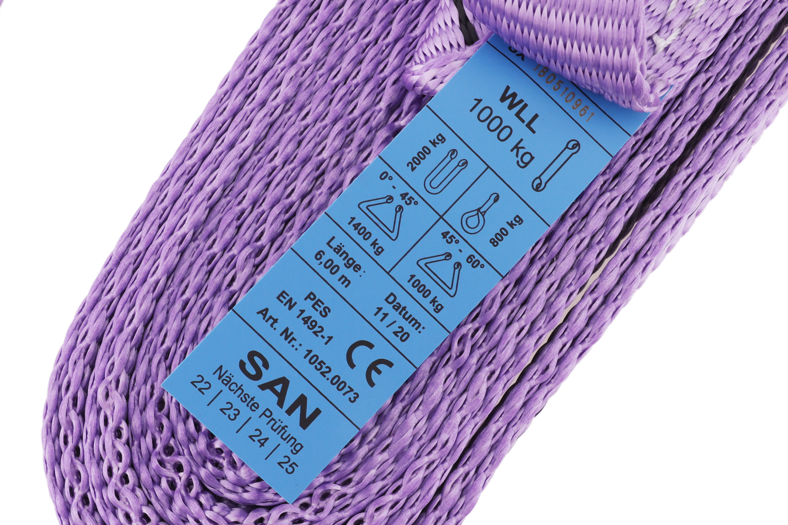 2er-Set, Hebebänder 6m, WLL 1to, mit verstärkten Schlaufen