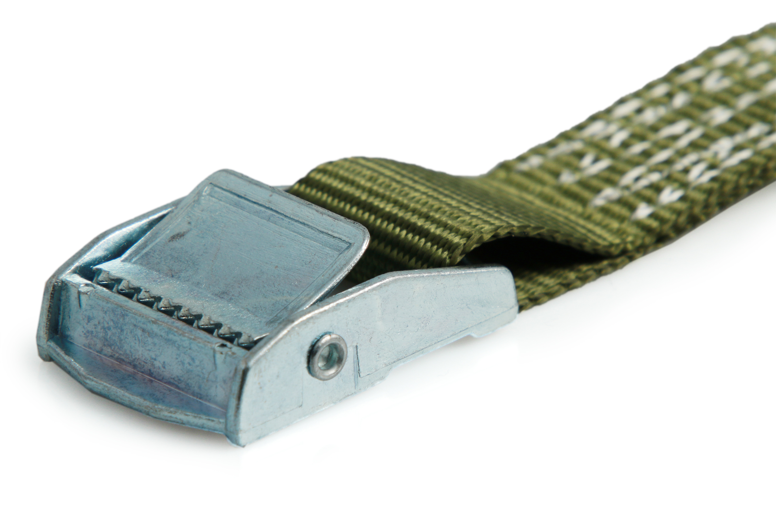 Set of 6 clamp lock lashing straps, 6 m, 25 mm, LC 250 daN, olive green