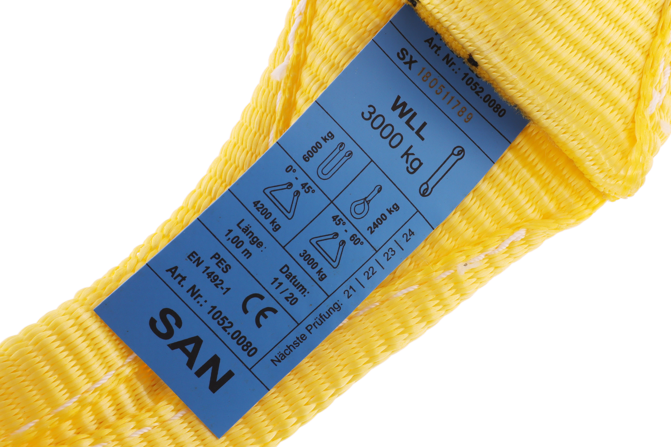 Hebeband 1m, WLL 3to, mit verstärkten Schlaufen