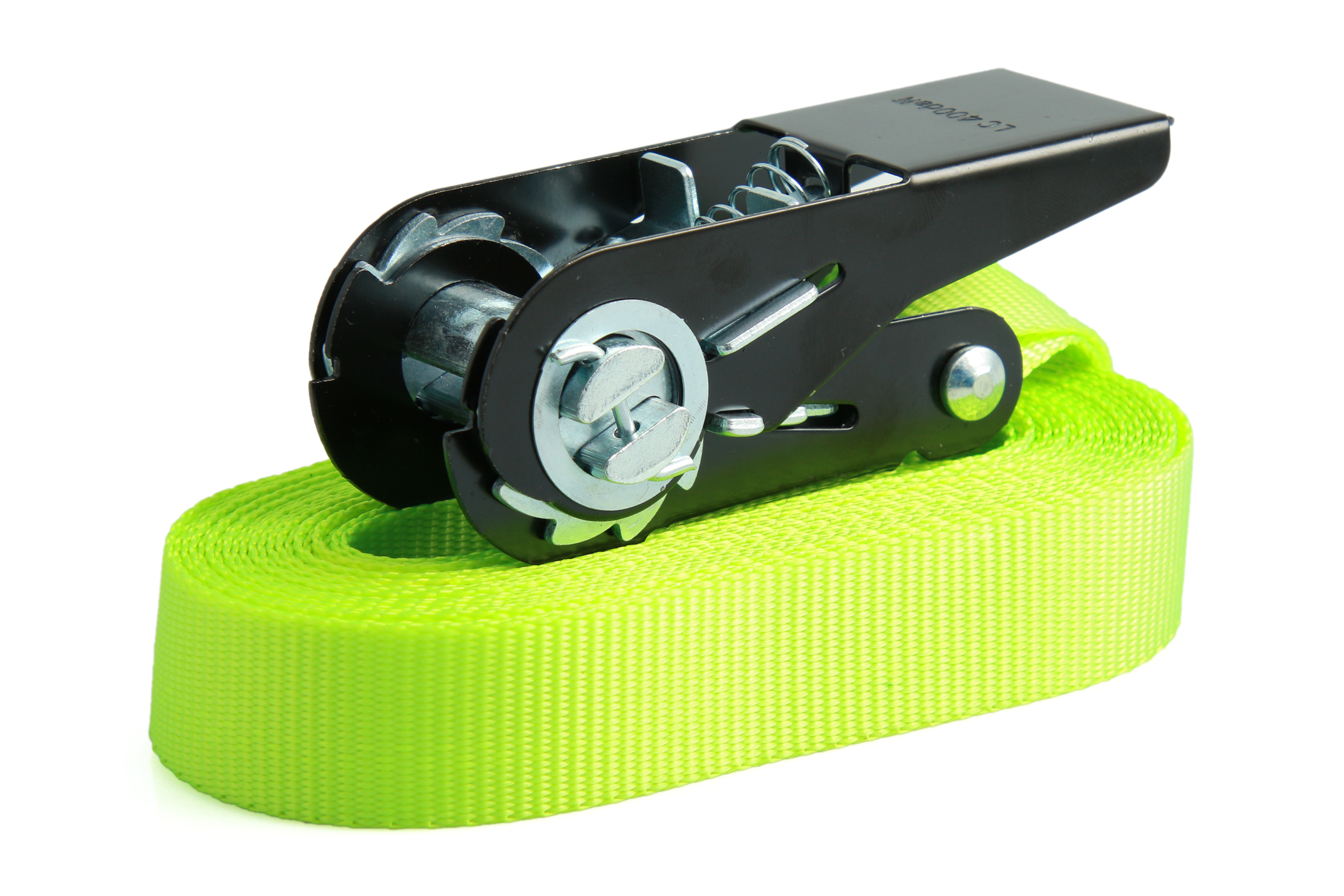 4er-Set, 4 m Zurrgurte, 25mm, LC 900 daN, einteilig, neon-gelb