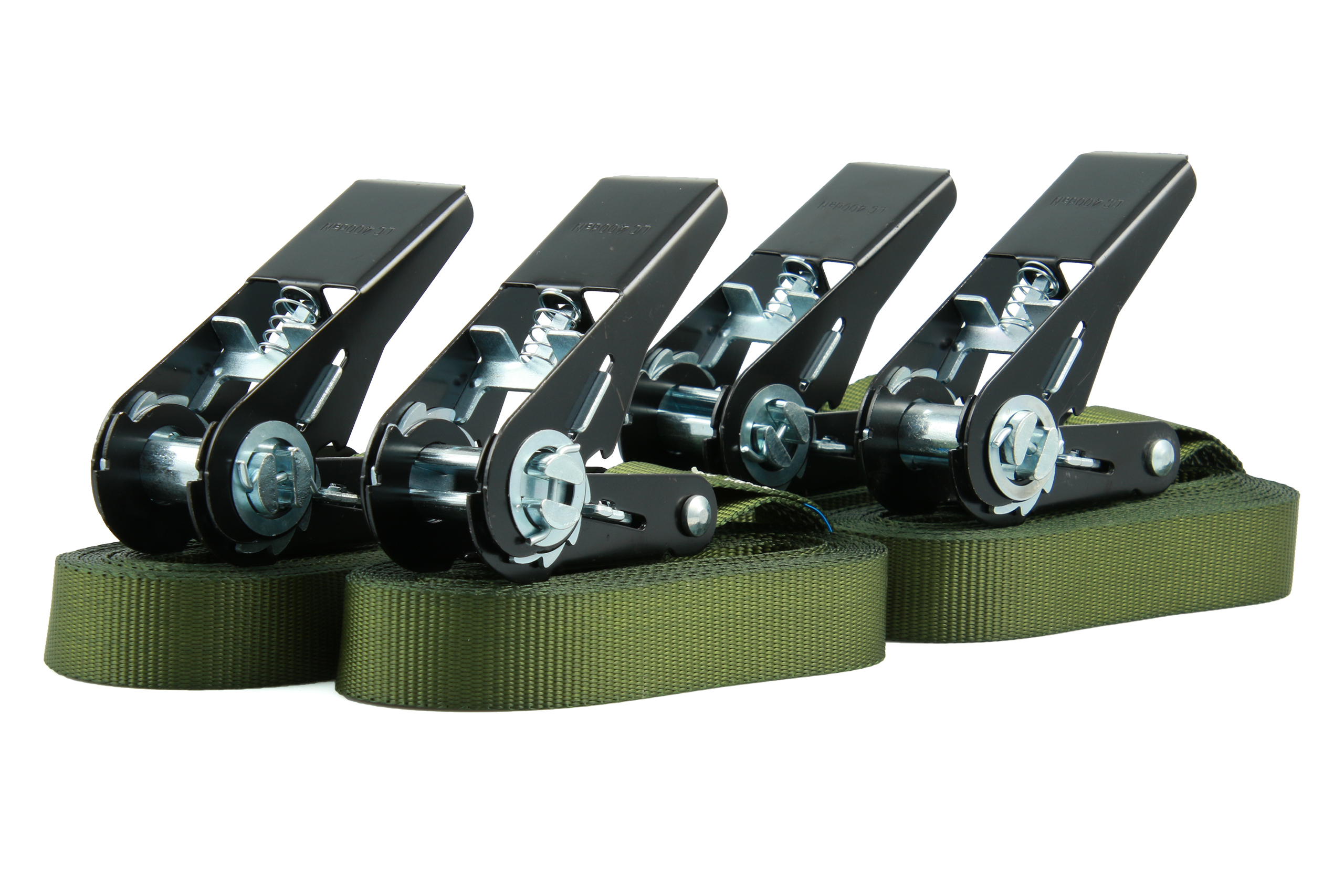 4er-Set, 6 m Zurrgurte, 25mm, LC 900 daN, einteilig, Olivgrün
