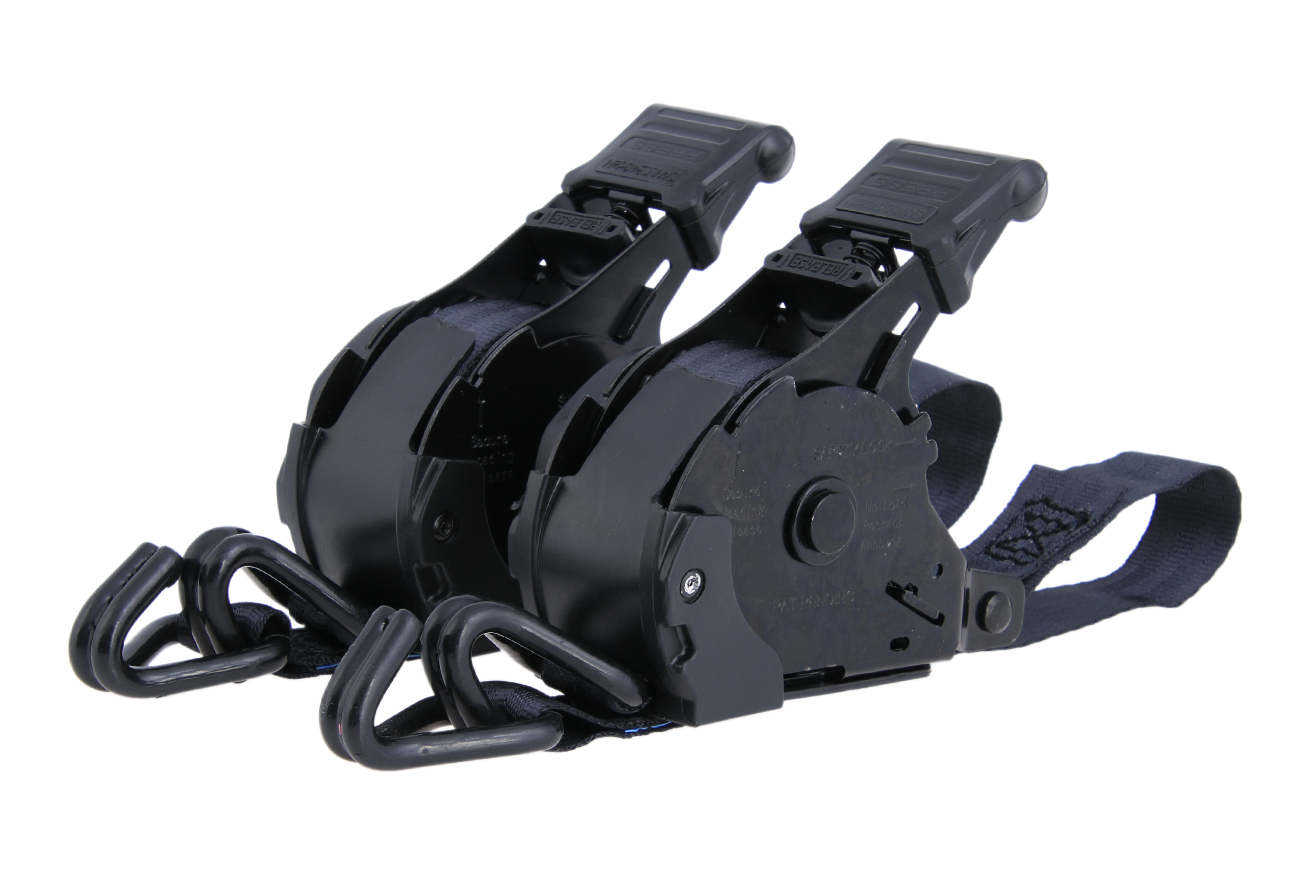 2er Set - 3,65 m Automatik-Zurrgurt, 25 mm, LC 340 daN, mit beschichtetem Spitzhaken