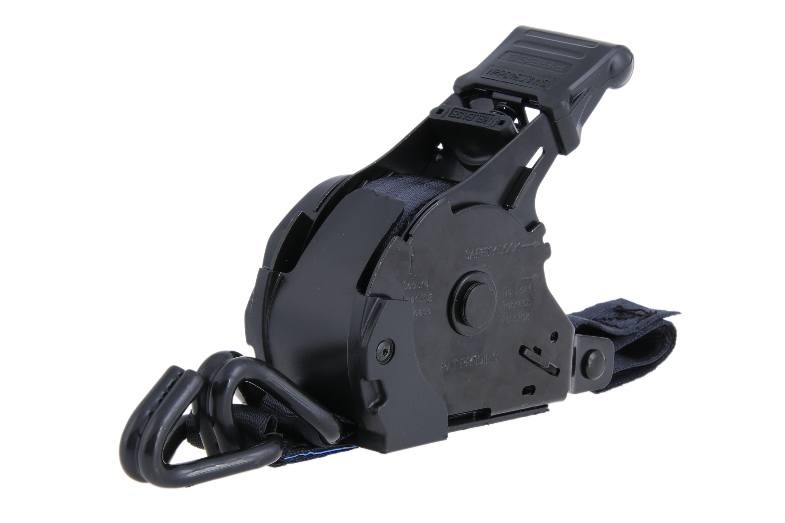 Set of 2 - 3.65 m automatic lashing strap, 25 mm, LC 340 daN, with coated claw hook