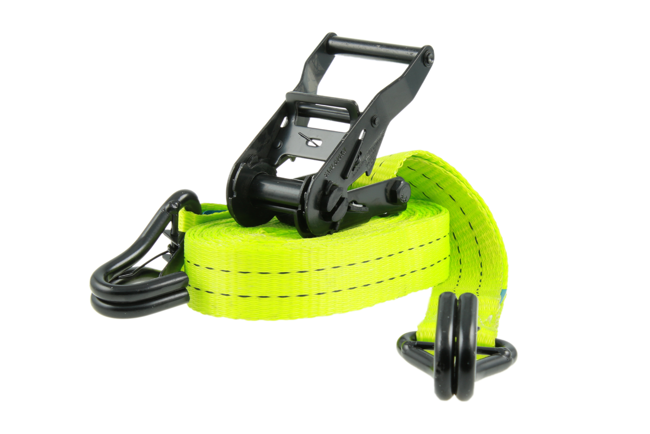 2er-Set, 6 m Zurrgurte, 35mm, LC 1000 daN, STF 220 daN, zweiteilig, Neon-grün, mit J-Haken mit Snap