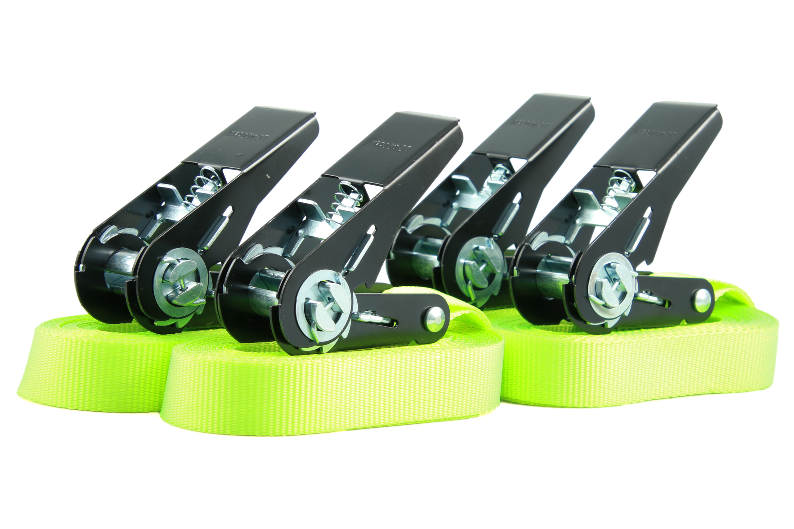4er-Set, 4 m Zurrgurte, 25mm, LC 900 daN, einteilig, neon-gelb