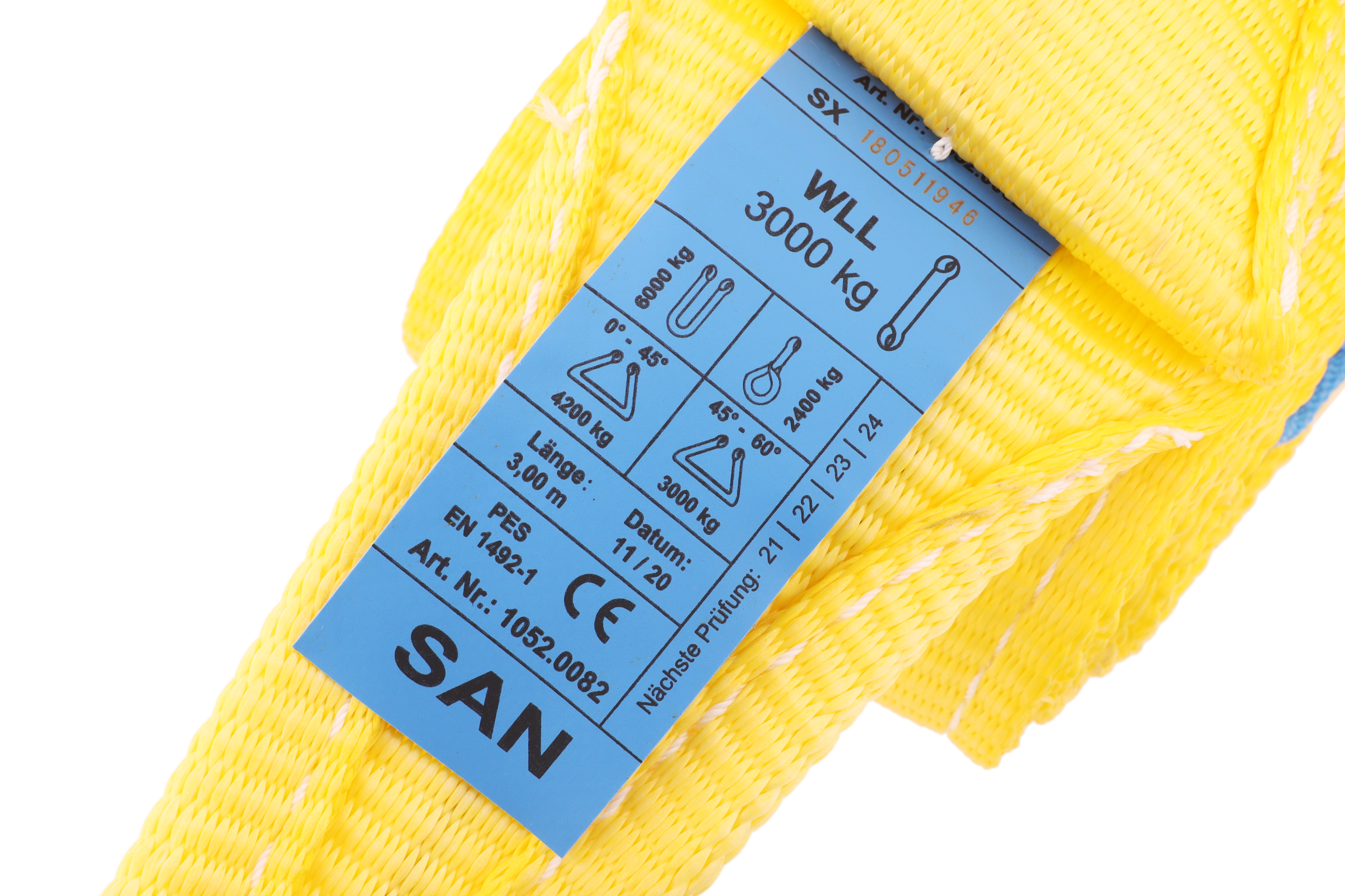 Hebeband 3m, WLL 3to, mit verstärkten Schlaufen