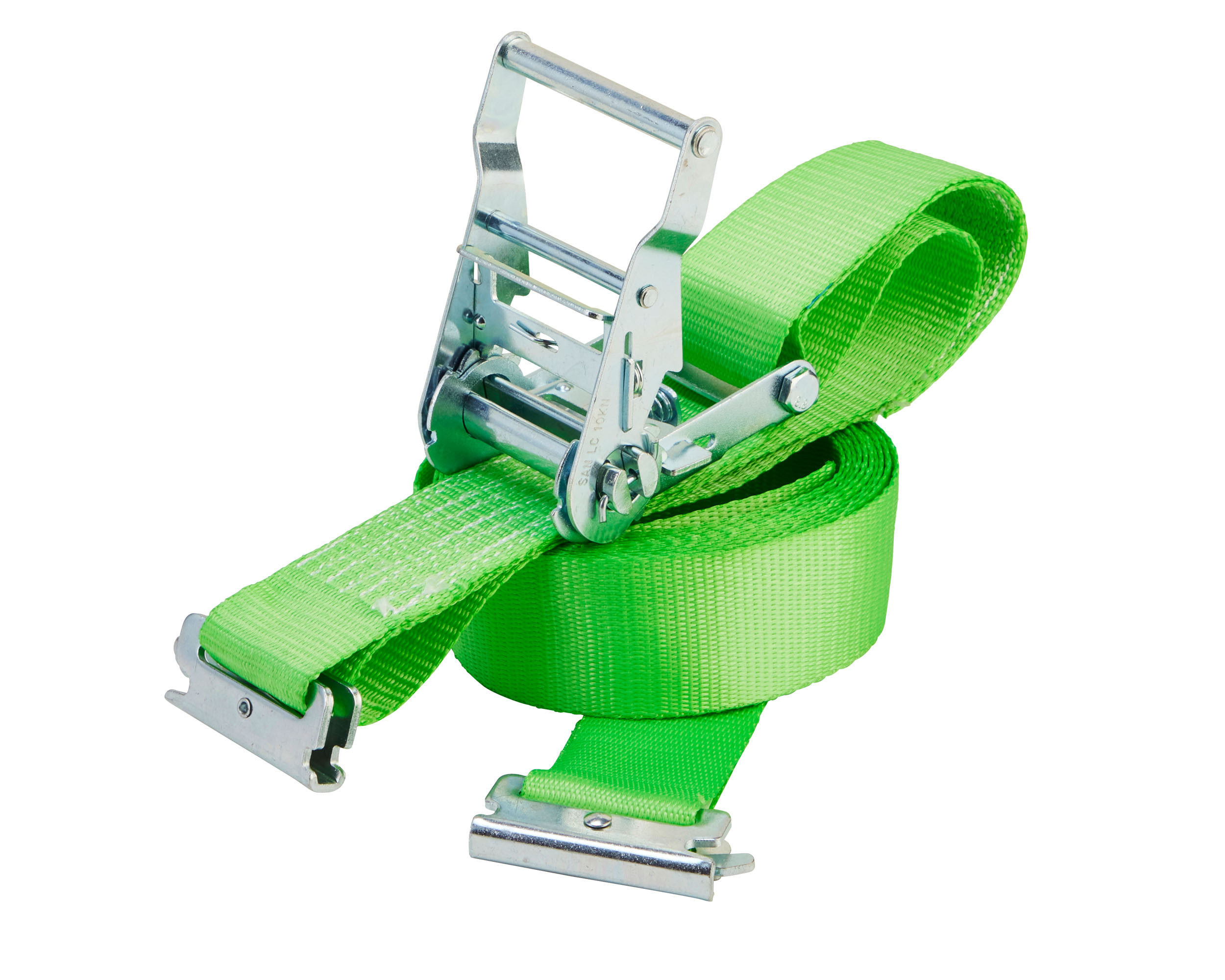 Zurrgurt, 5m, 50mm, LC 750 daN, zweiteilig, STF 210, Standardratsche, mit E-Haken