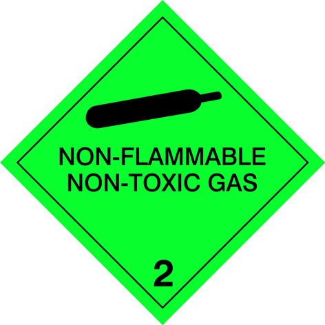 Kl. 2.2 Gefahrgutlabel PE Folie mit Text 25x25cm