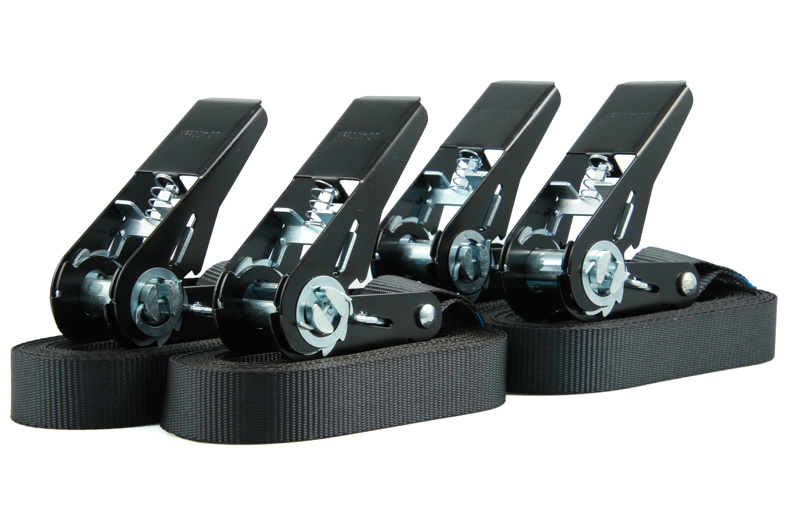 4er-Set, 4 m Zurrgurte, 25mm, LC 900 daN, einteilig, schwarz