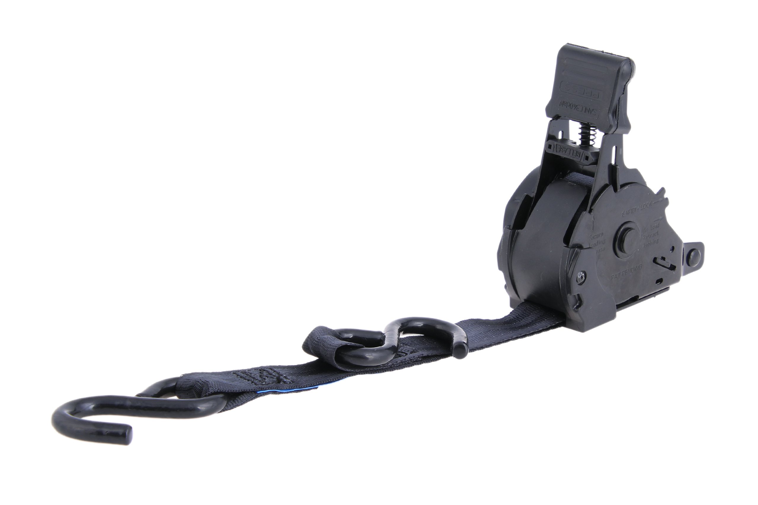 Set of 2 - 3.65 m automatic lashing strap, 25 mm, LC 340 daN, with coated S-hook