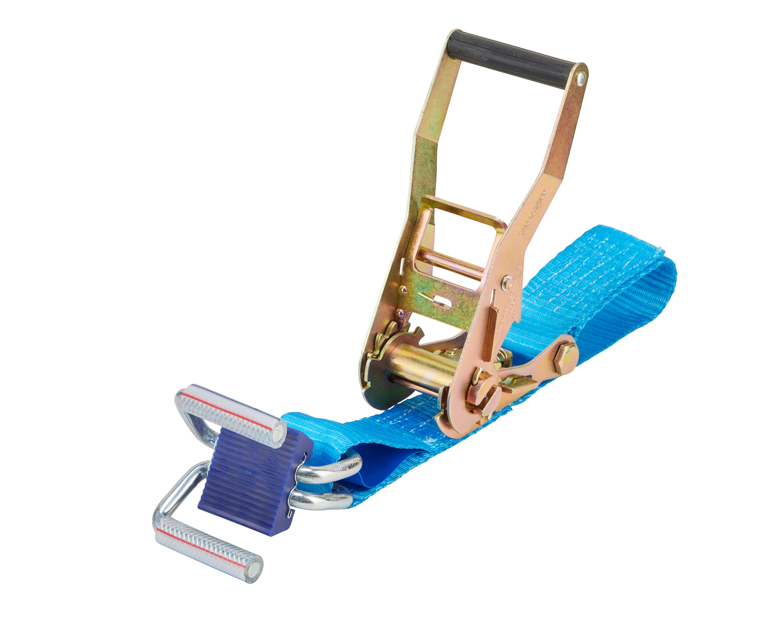 Zurrgurt, 5m, 50mm, LC 100 daN, zweiteilig, STF 350 daN, Kurzhebelratsche, mit Bordwandklammern