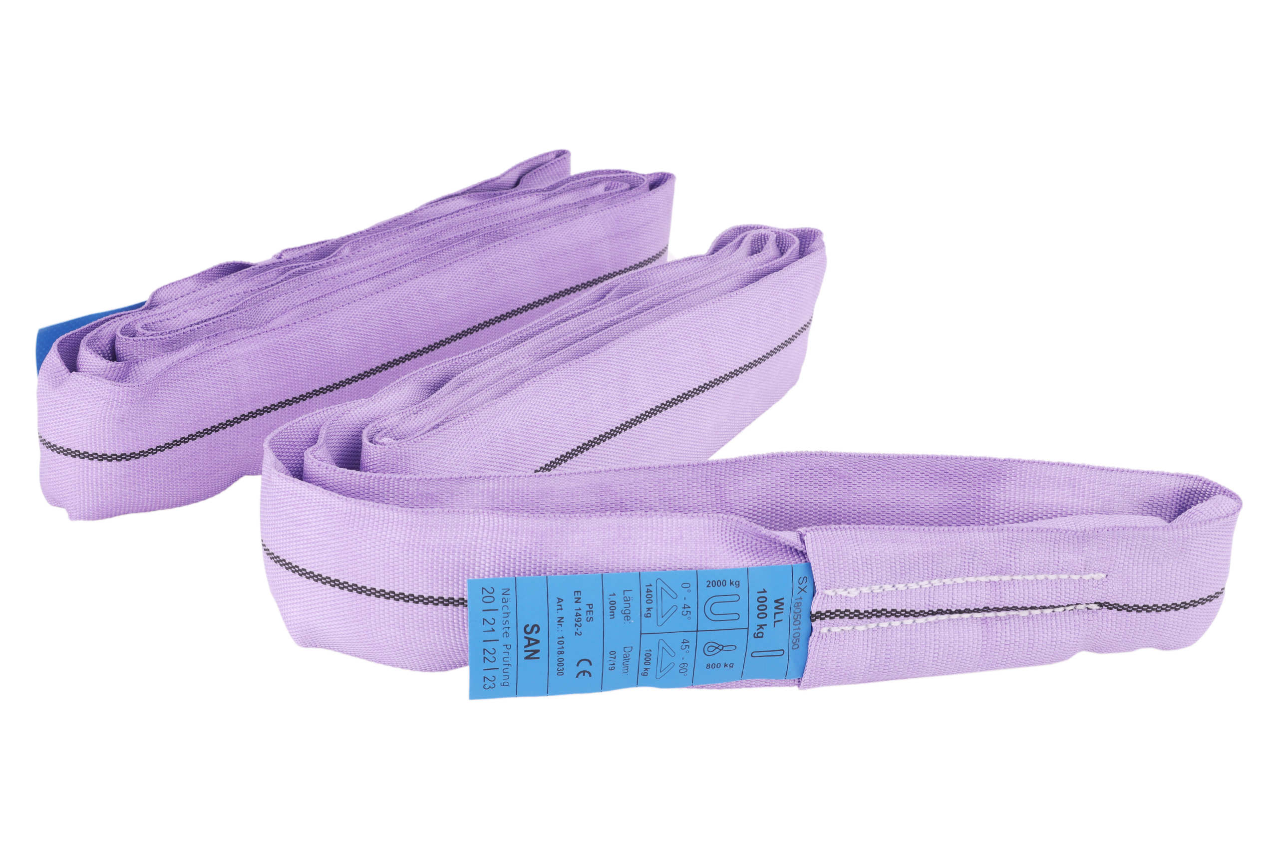 2er-Set, Polyester-Rundschlingen, 1m/2m, WLL 1to, einlagig