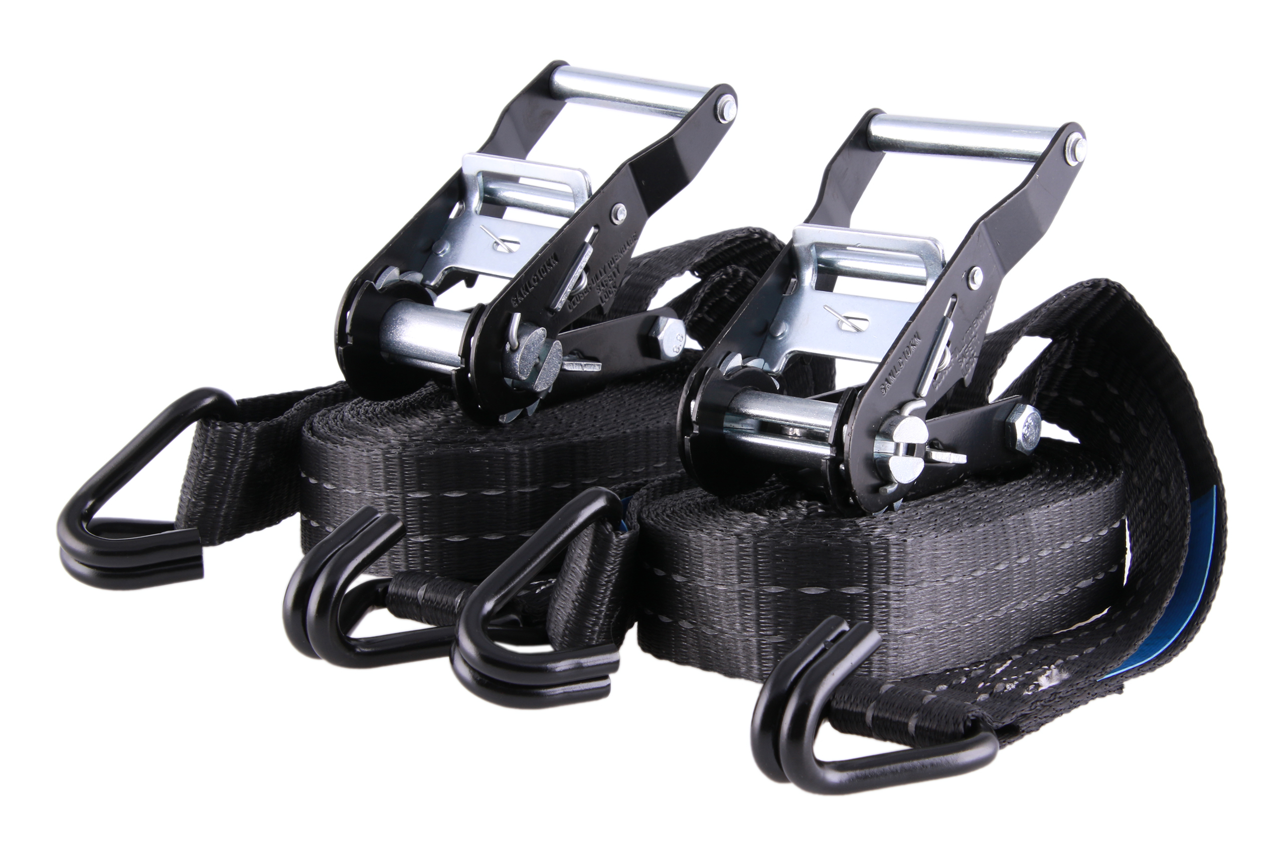 2er-Set, 6 m Zurrgurte, 35mm, LC 1000 daN, STF 220 daN, zweiteilig, schwarz, mit Reflektorstreifen