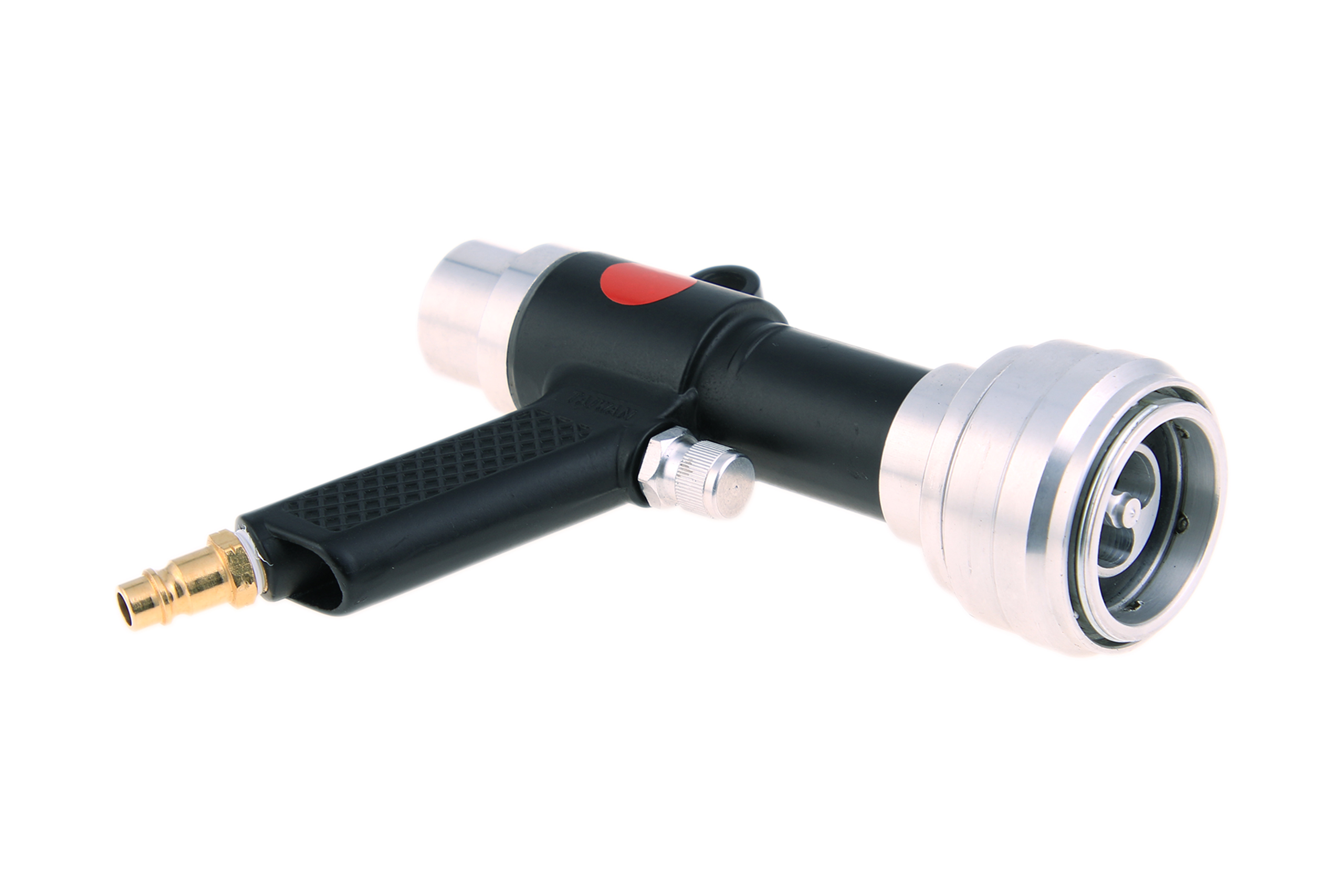 Metall-Füllpistole für Stausäcke mit Arretierungsadapter und Rückschlagsmembran aus Metall