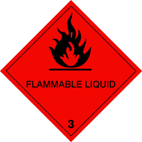 Kl. 3 Gefahrgutlabel PE Folie mit Text 25x25cm