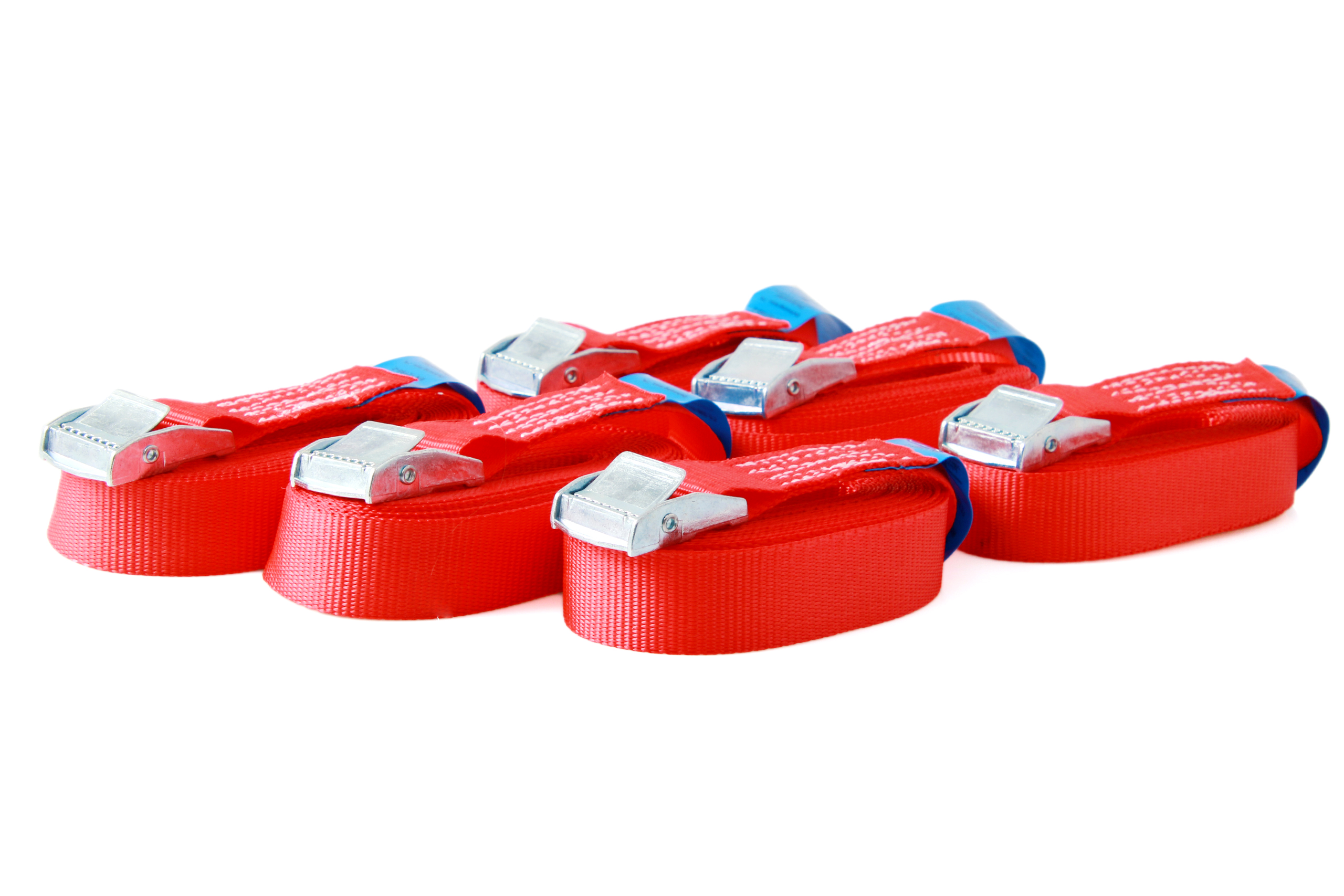 6er-Set, Klemmschloss-Zurrgurte, 5 m, 25 mm, LC 250 daN, rot