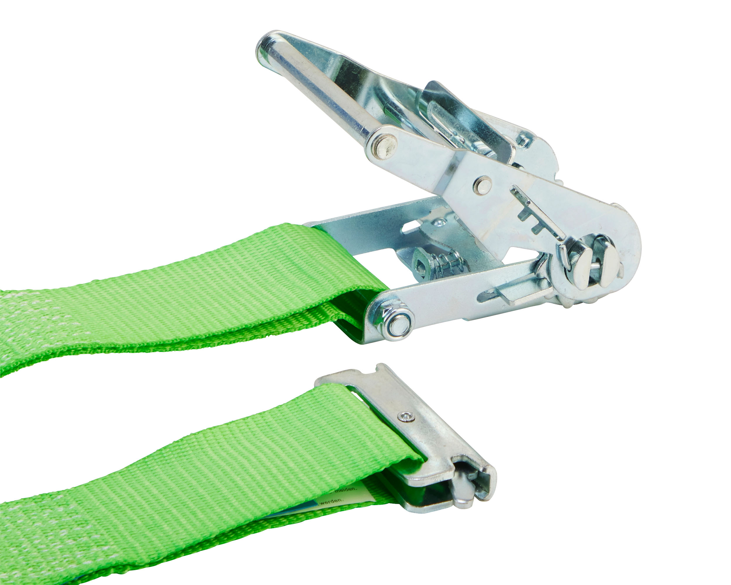 Zurrgurt, 5m, 50mm, LC 750 daN, zweiteilig, STF 210, Standardratsche, mit E-Haken