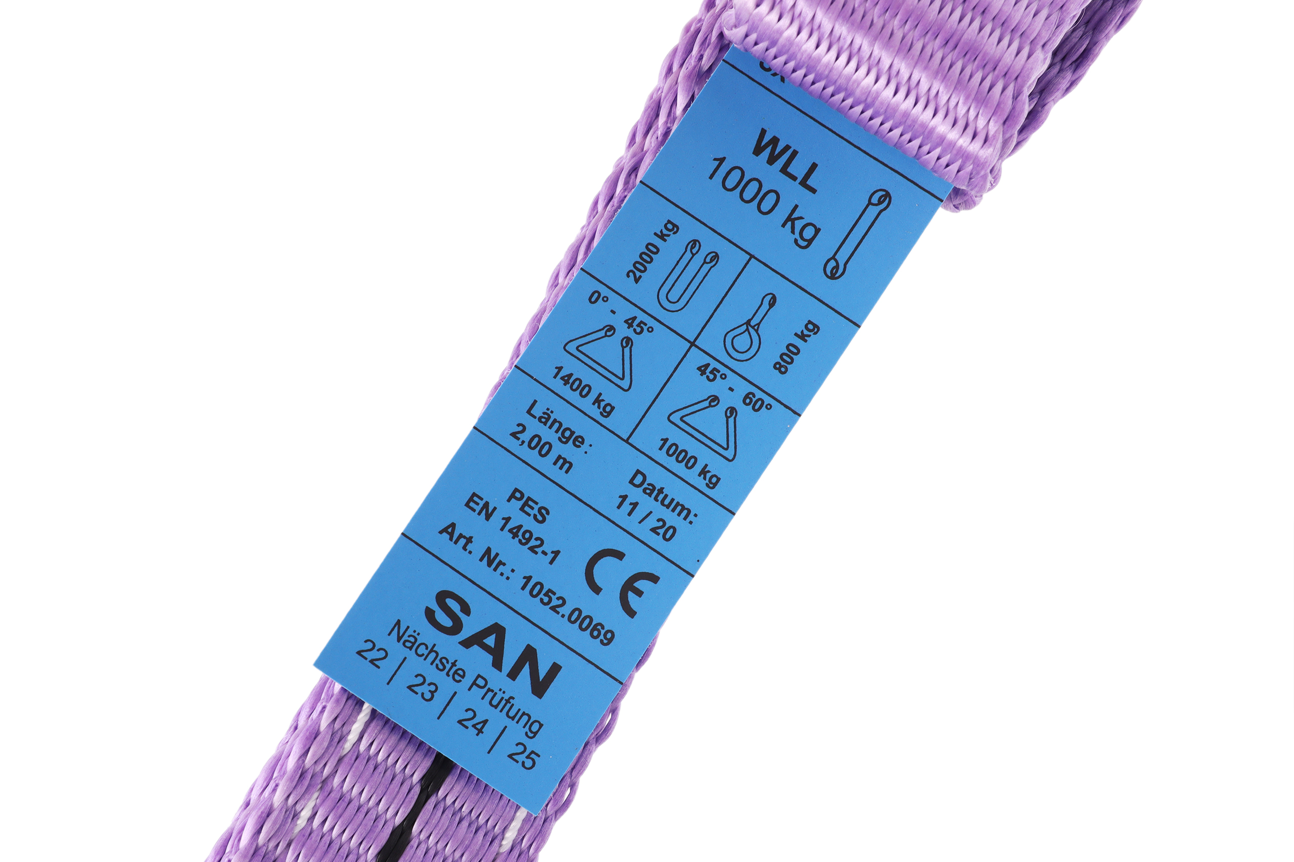 2er-Set, Hebebänder 2m, WLL 1to, mit verstärkten Schlaufen