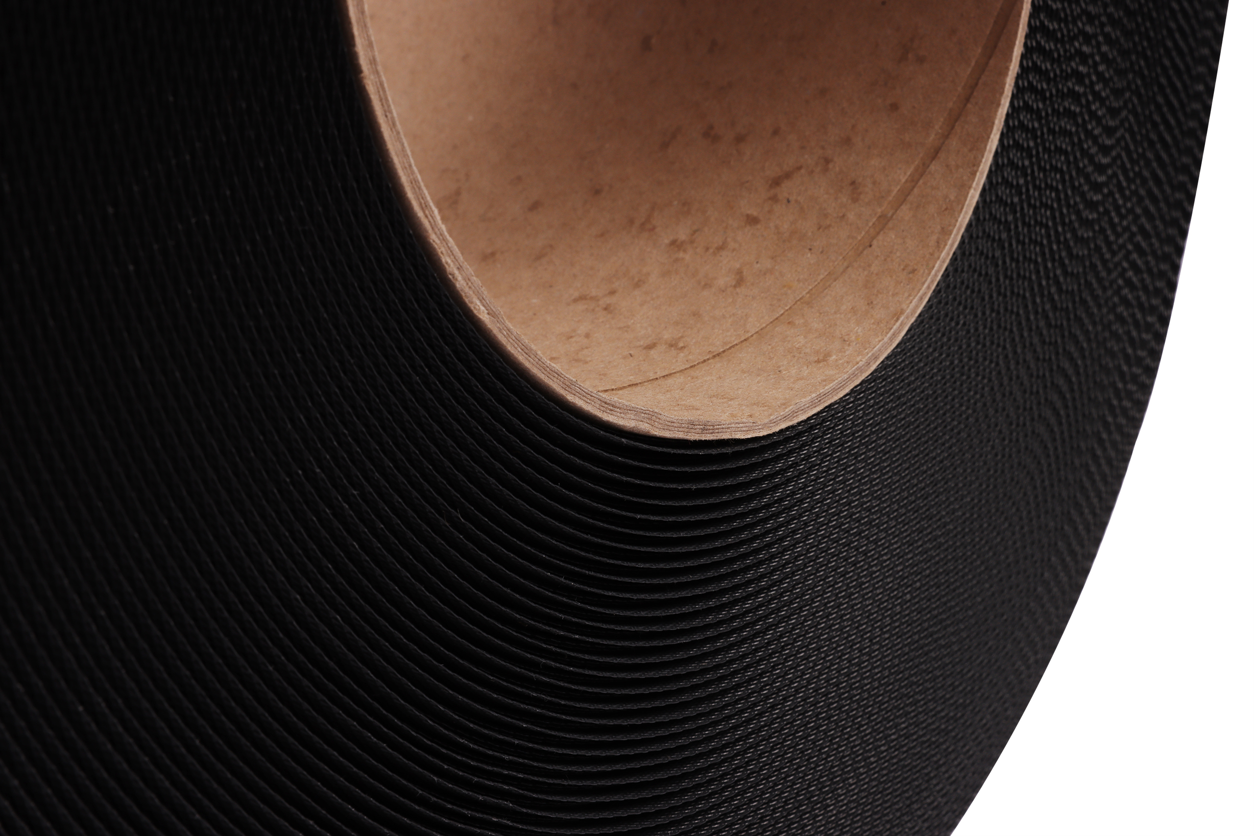 PP-Band Schwarz, 12x0,55mm, 200mm Kern, Reisskraft ca. 133kg, 3.000m pro Rolle