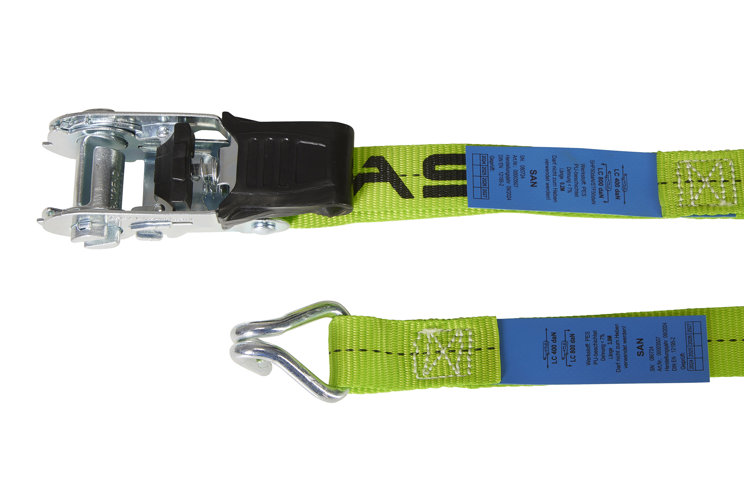 2er-Set, ERGOLASH - Zurrgurte, 4m, 25mm, LC 400daN, STF 100daN, zweiteilig