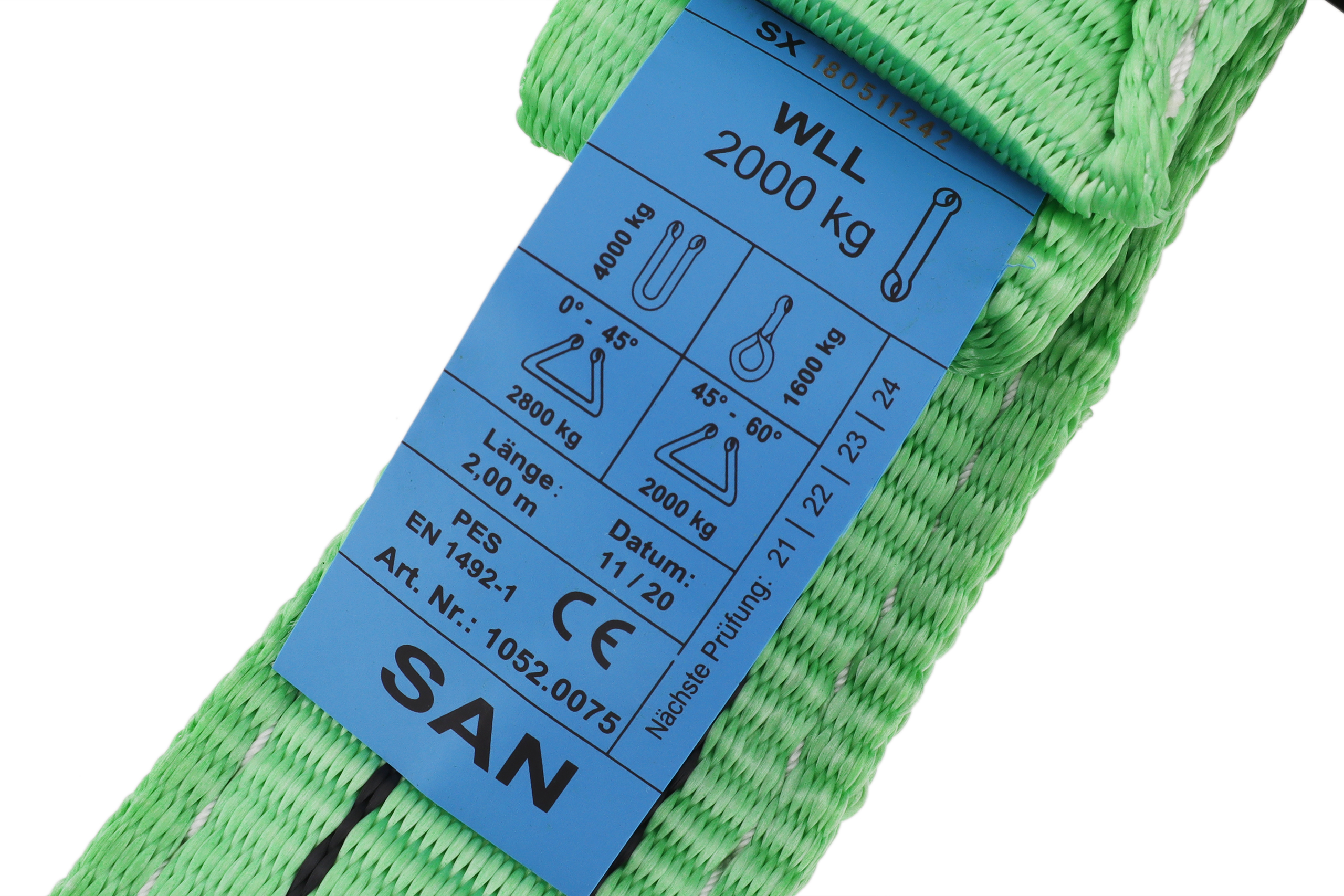 Hebeband 2m, WLL 2to, mit verstärkten Schlaufen