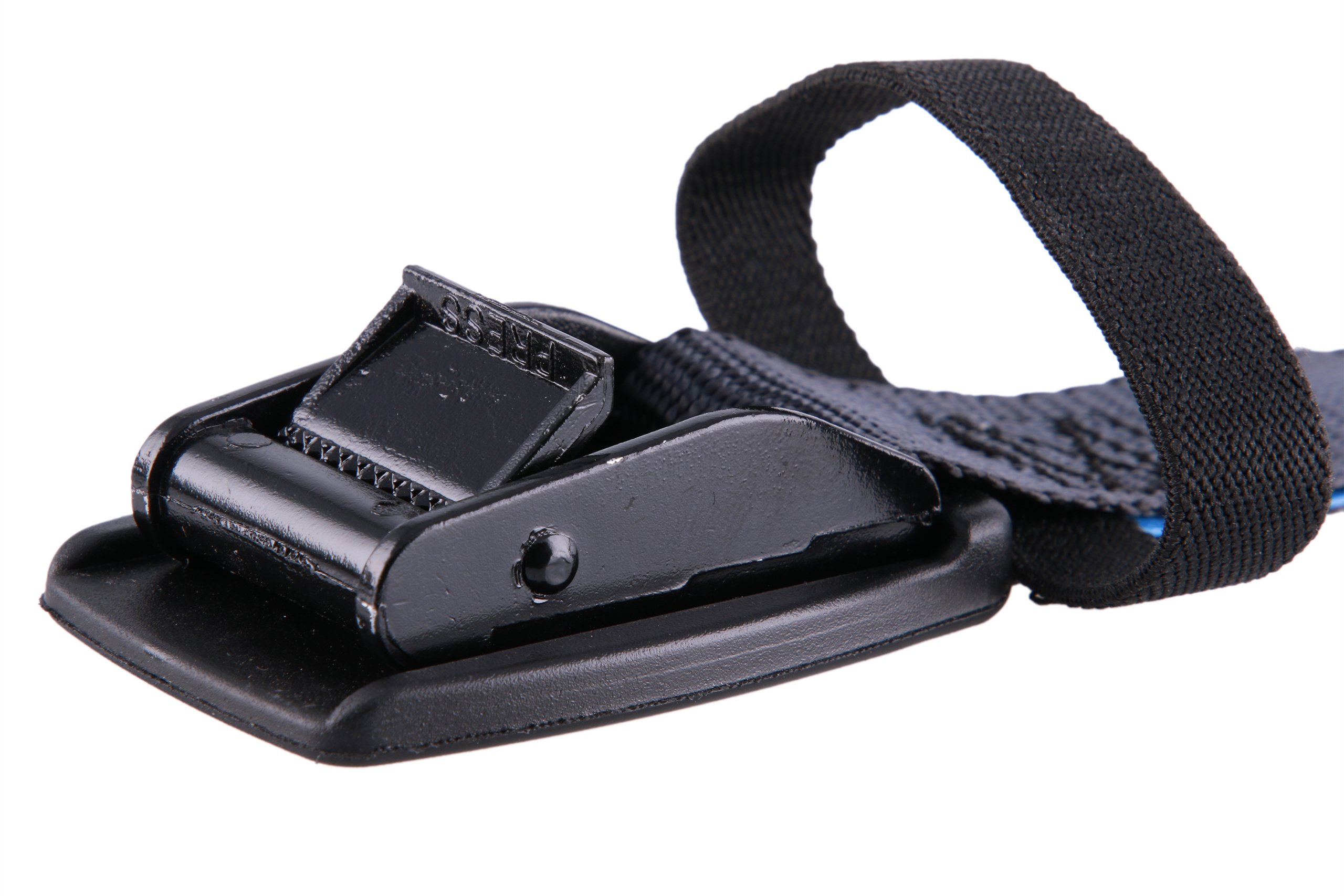 4er-Set, 4 m Klemmschlossgurte mit zusätzlich angebrachtem Gummi-Schnallenschutz, schwarz