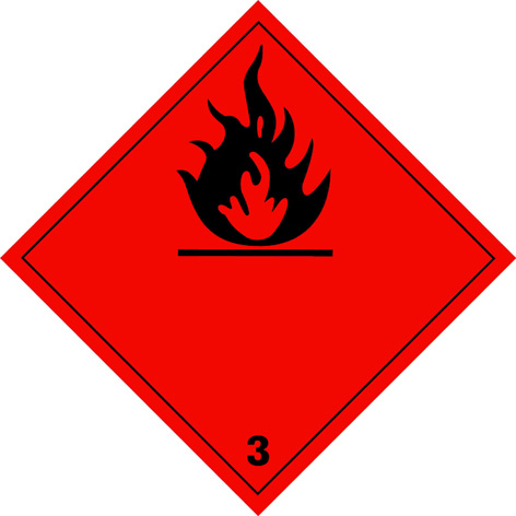 Kl. 3 Gefahrgutlabel PE Folie ohne Text 25x25cm