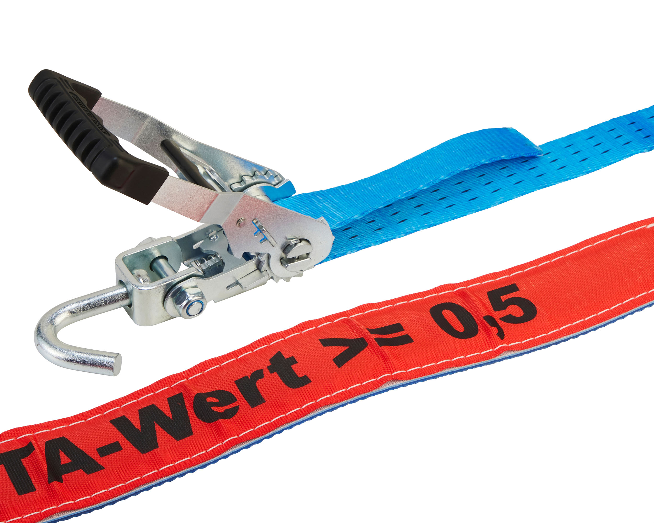 PKW-Transportgurt, 3 m, 35 mm, LC 1500 daN, STF 330 daN, mit Controller 1,45m, 4 Wirbel-Haken, verstärkte Kanten