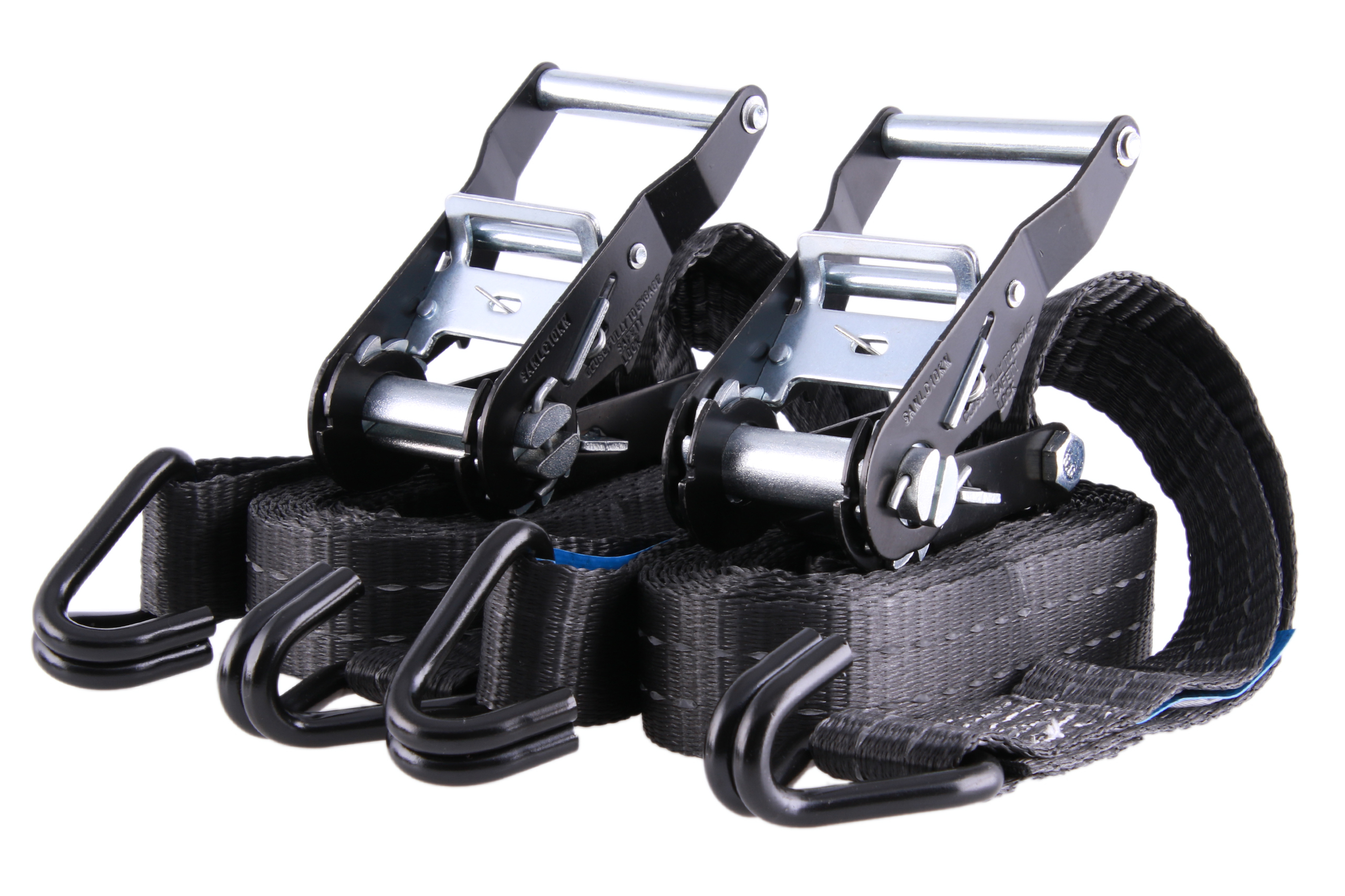 2er-Set, 4 m Zurrgurte, 35mm, LC 1000 daN, STF 220 daN, zweiteilig, schwarz, mit Reflektorstreifen