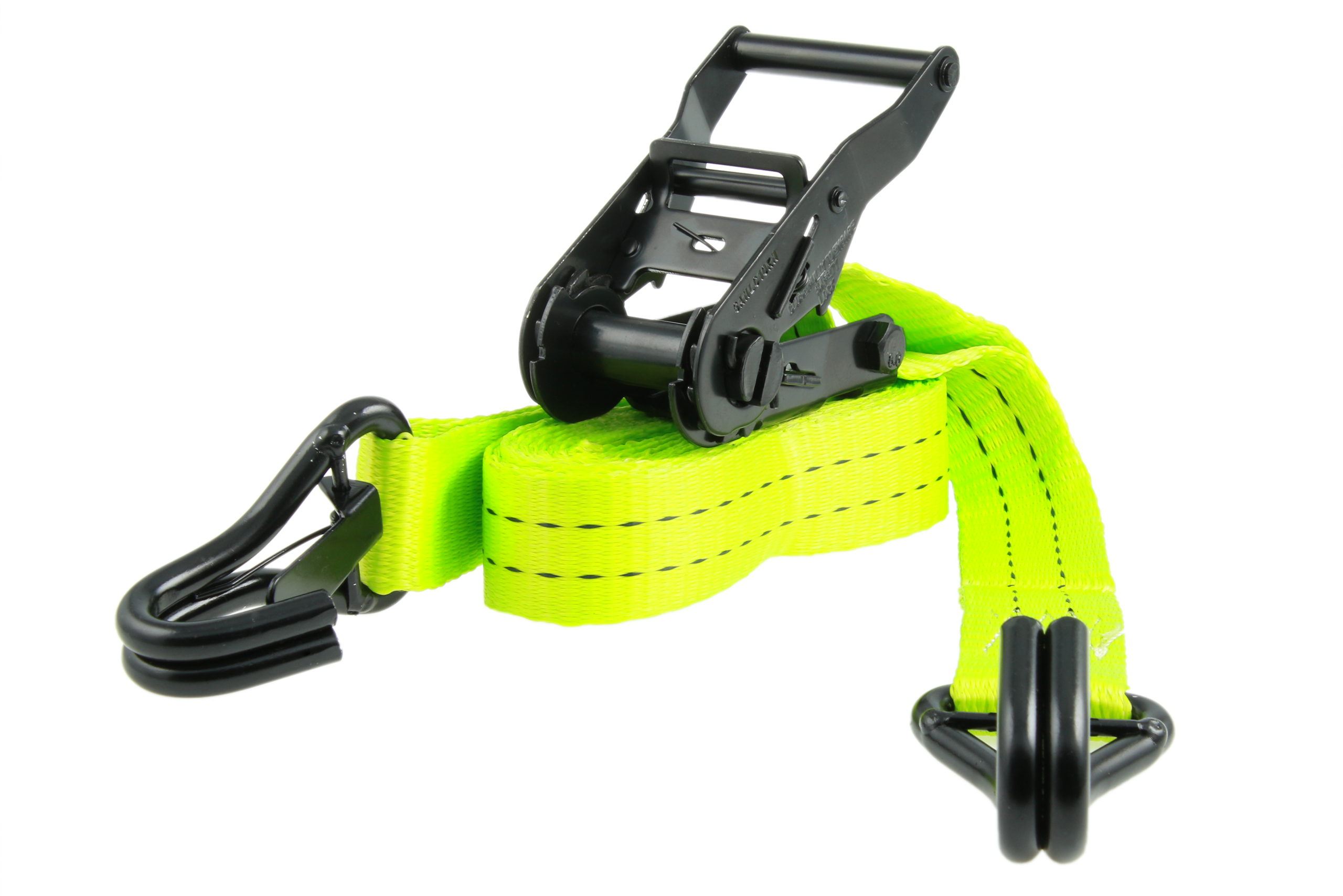2er-Set, 4 m Zurrgurte, 35mm, LC 1000 daN, STF 220 daN, zweiteilig, Neon-grün, mit J-Haken mit Snap