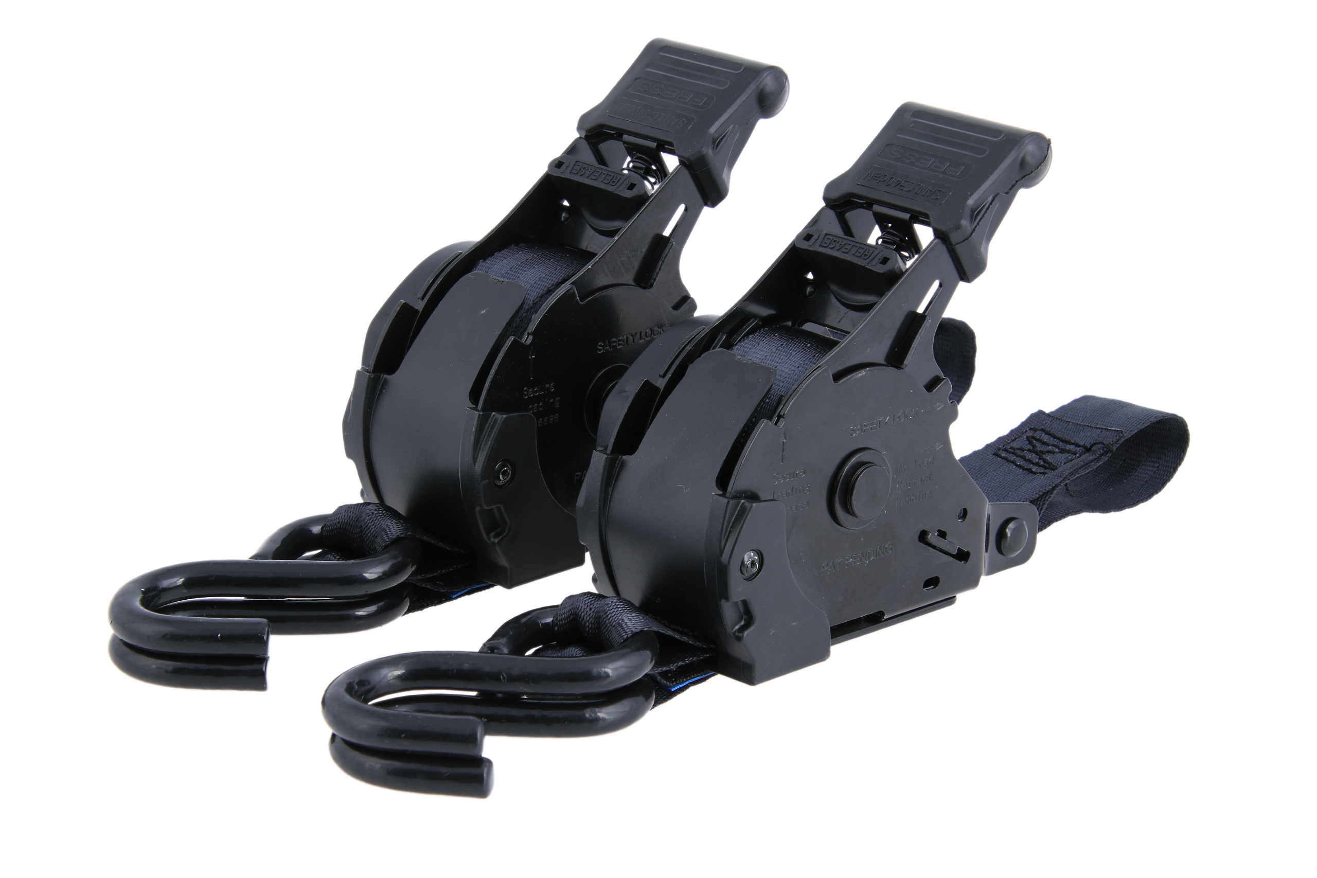 2er Set - 3,65 m Automatik-Zurrgurt, 25 mm, LC 340 daN, mit beschichtetem S-Haken