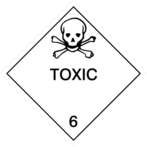 Kl. 6.1 Gefahrgutlabel PE Folie mit Text 25x25cm