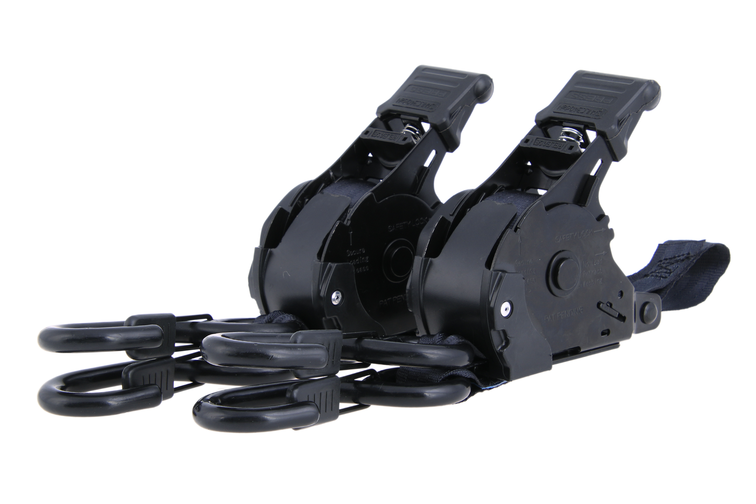 2er Set - 3,65 m Automatik-Zurrgurt, 25 mm, LC 340 daN, mit S-Haken mit Sicherung