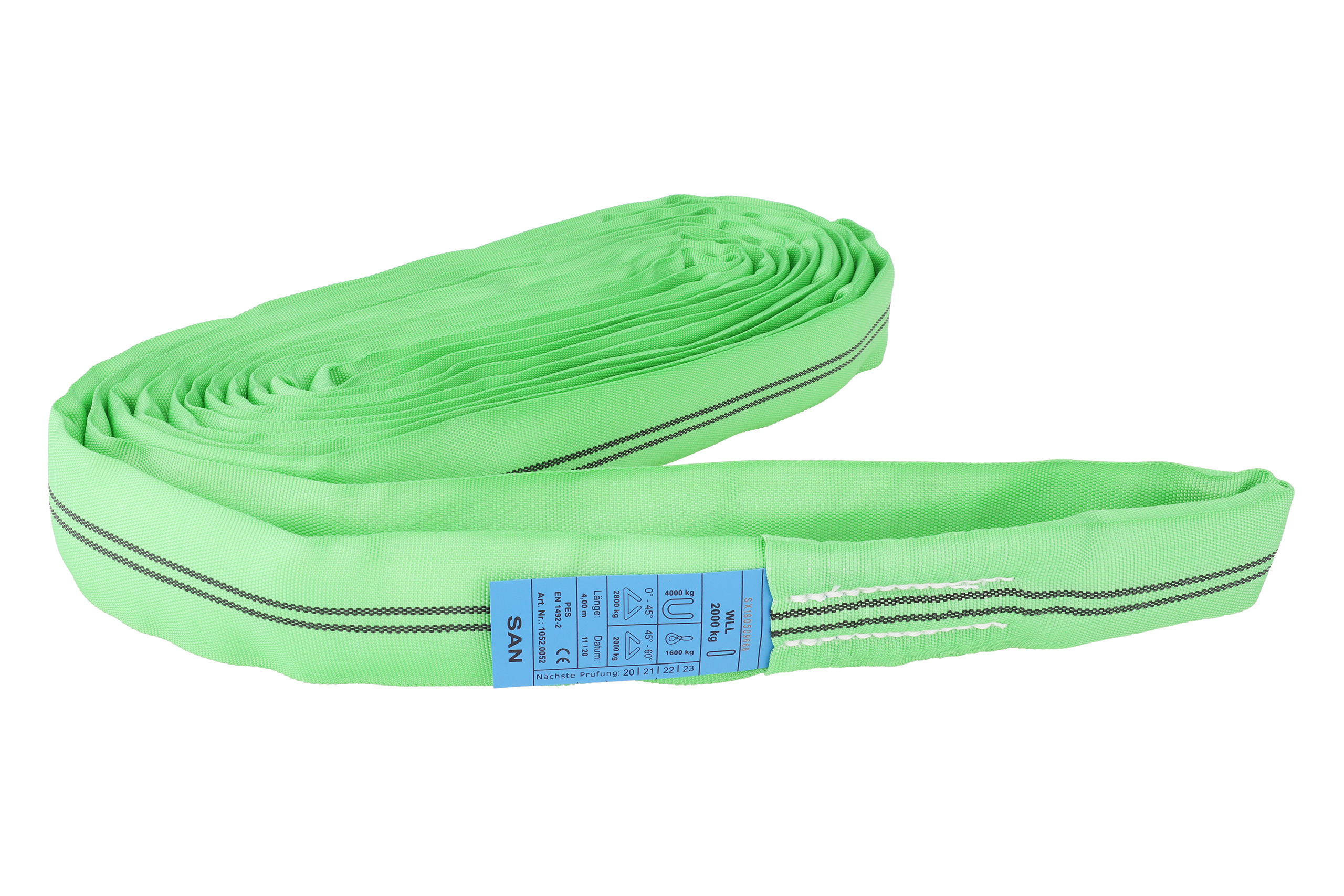 Polyester round sling, 4m/8m, WLL 2to, single-layer