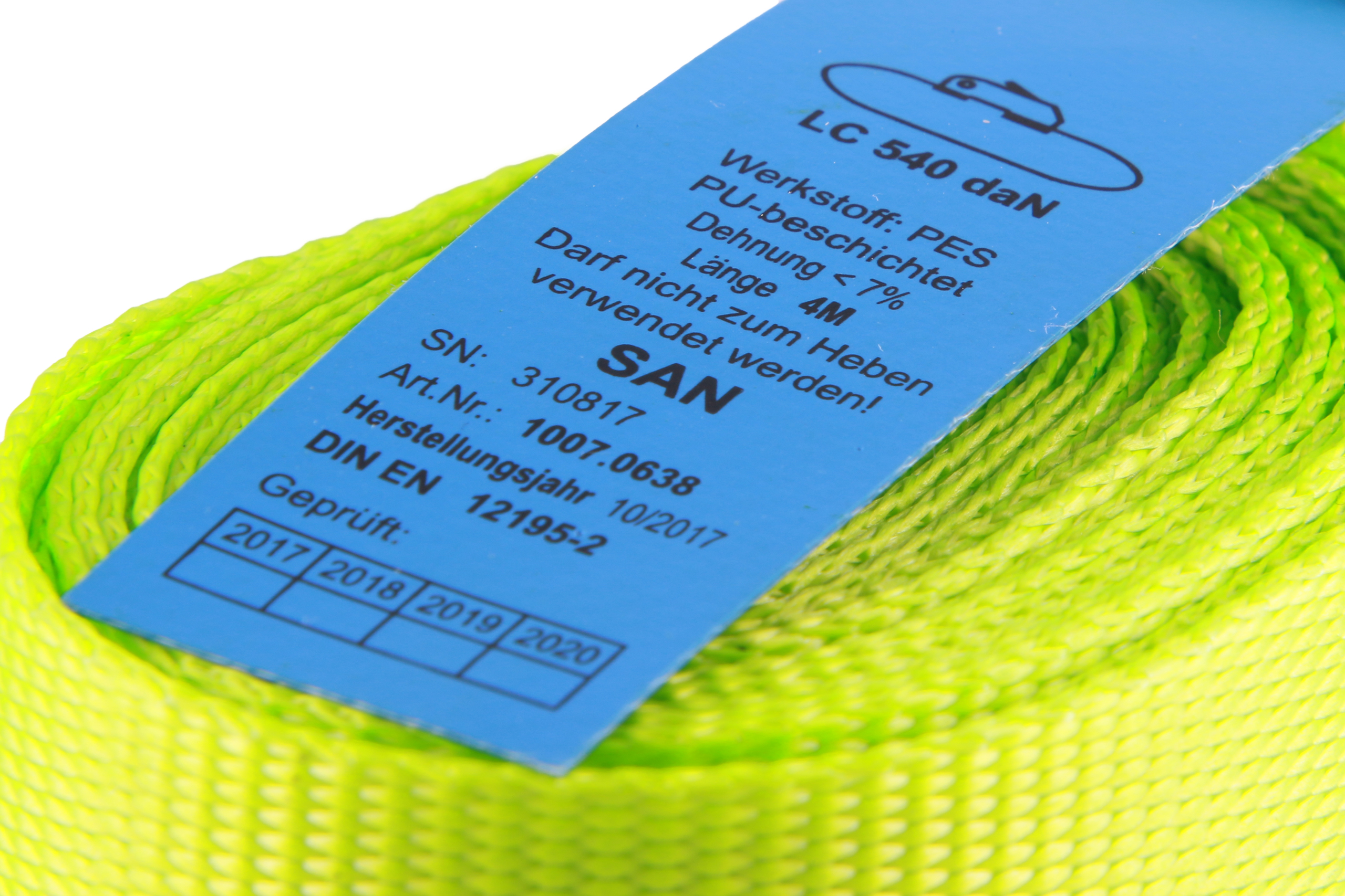 2er-Set, 4 m Klemmschlossgurte mit zusätzlich angebrachtem Gummi-Schnallenschutz, neon-gelb