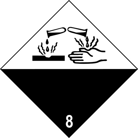 Kl. 8 Gefahrgutlabel PE Folie ohne Text 25x25cm