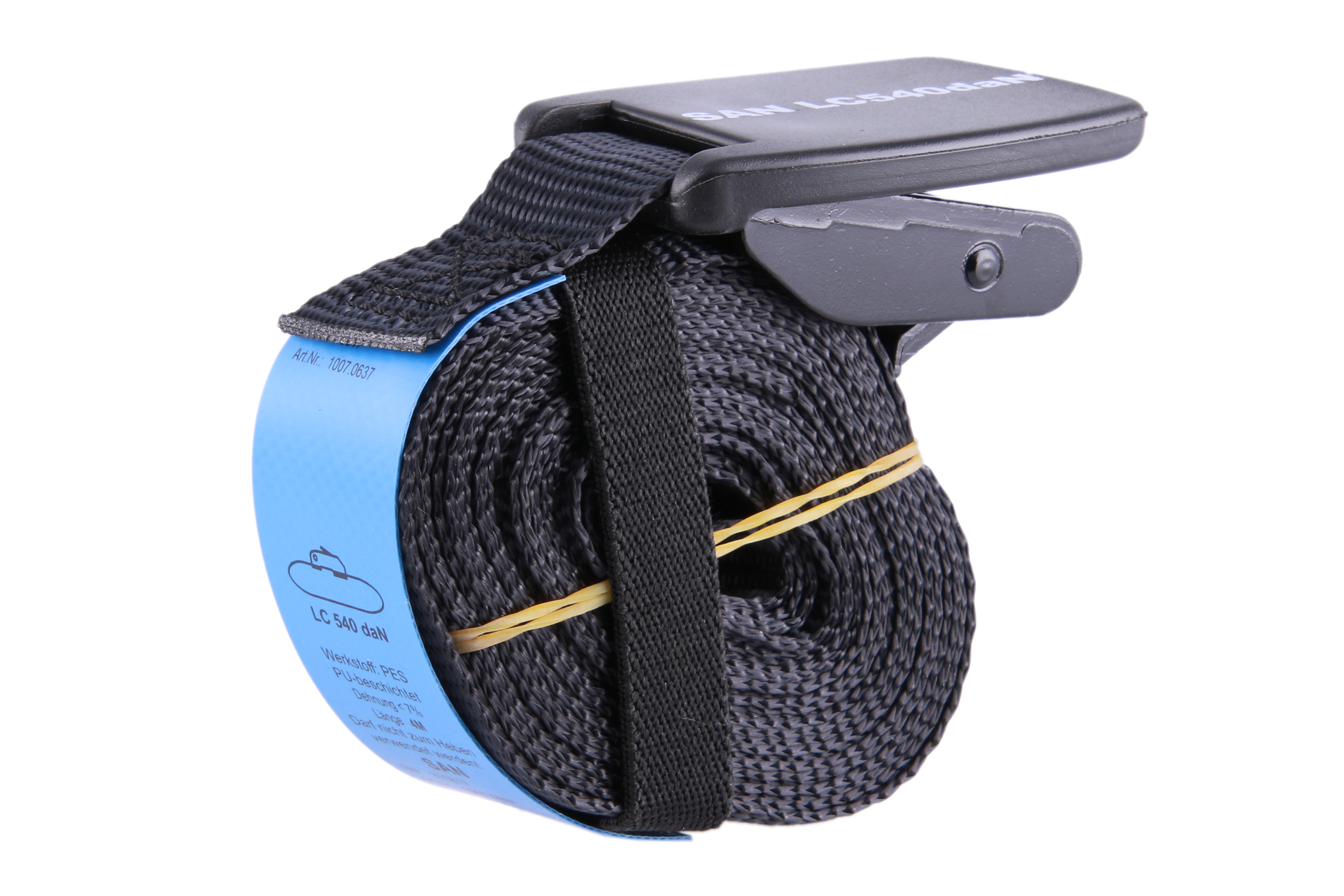 2er-Set, 4 m Klemmschlossgurt mit zusätzlich angebrachtem Gummi-Schnallenschutz, schwarz