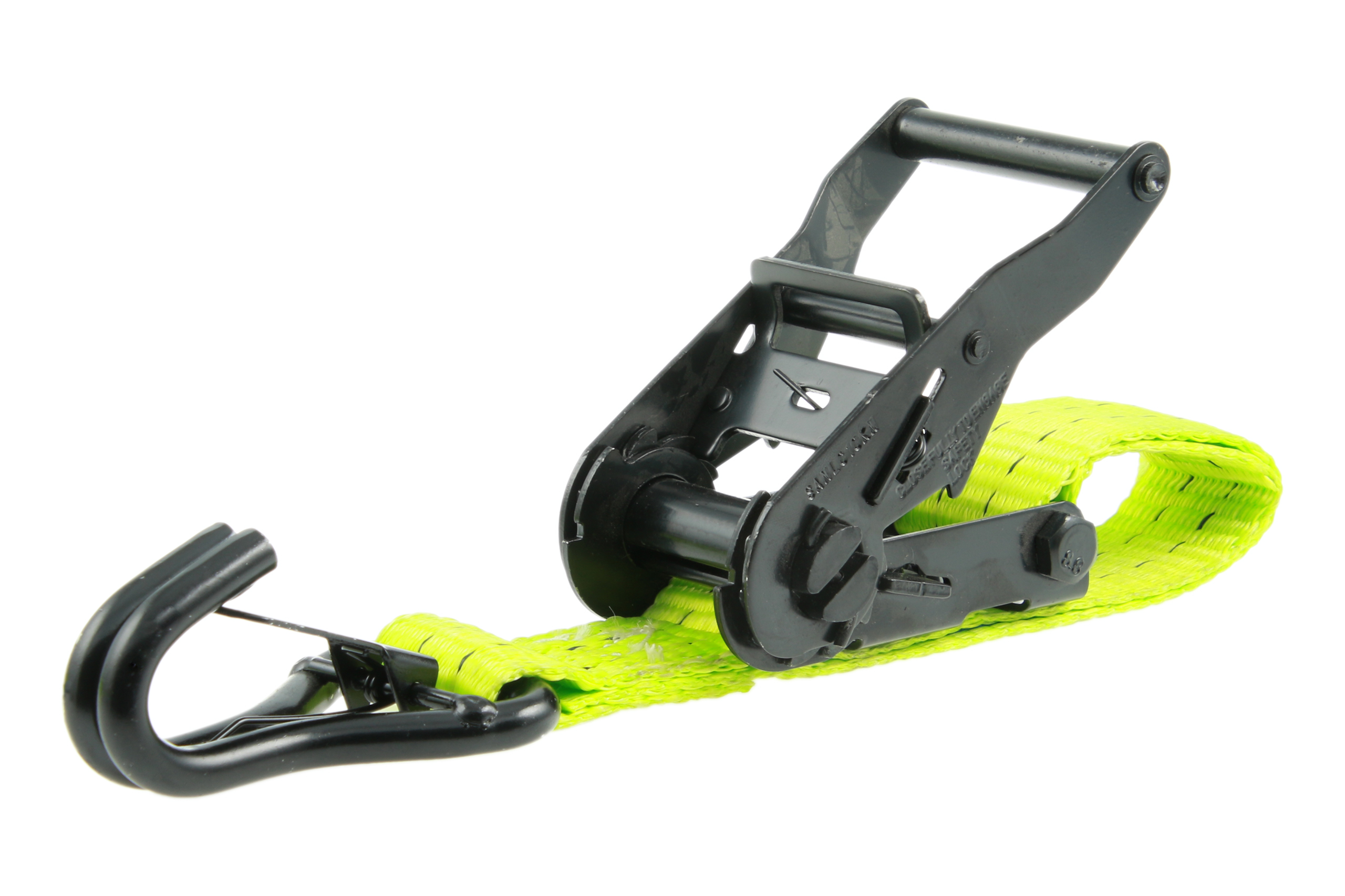 2er-Set, 4 m Zurrgurte, 35mm, LC 1000 daN, STF 220 daN, zweiteilig, Neon-grün, mit J-Haken mit Snap