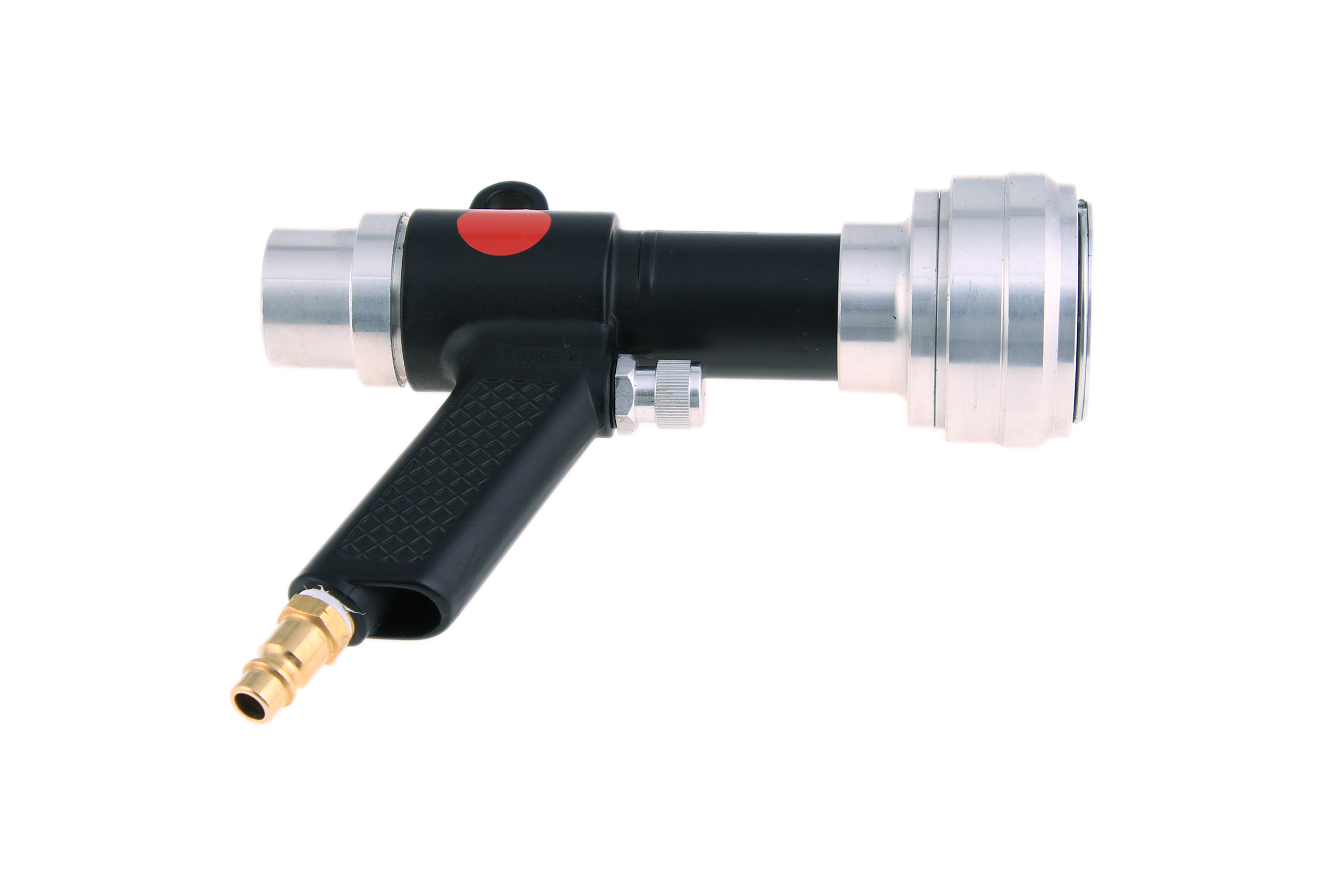 Metall-Füllpistole für Stausäcke mit Arretierungsadapter und Rückschlagsmembran aus Metall