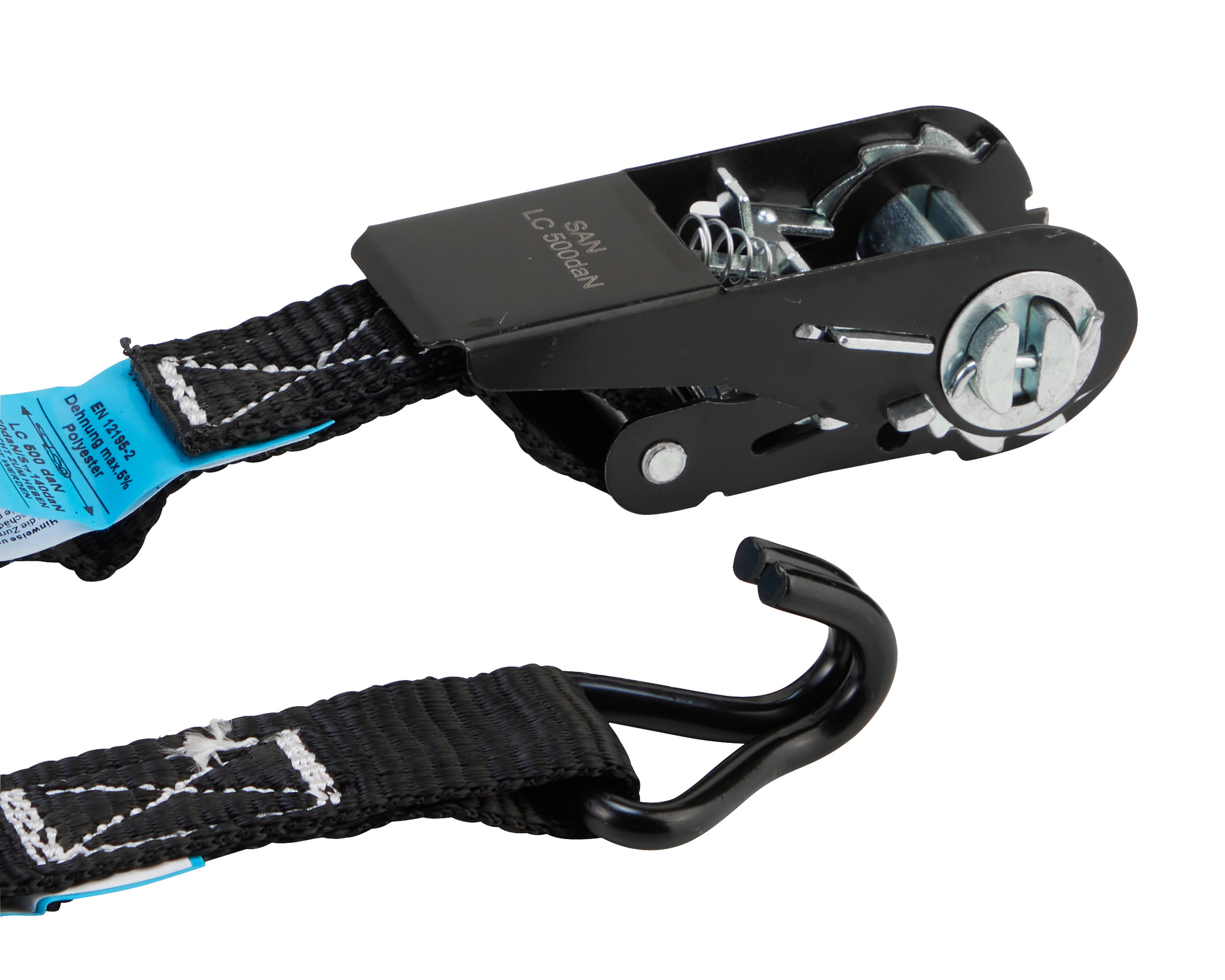 Zurrgurt, 6 m, 25 mm, LC 500 daN, zweiteilig, Hobbyratsche in schwarz