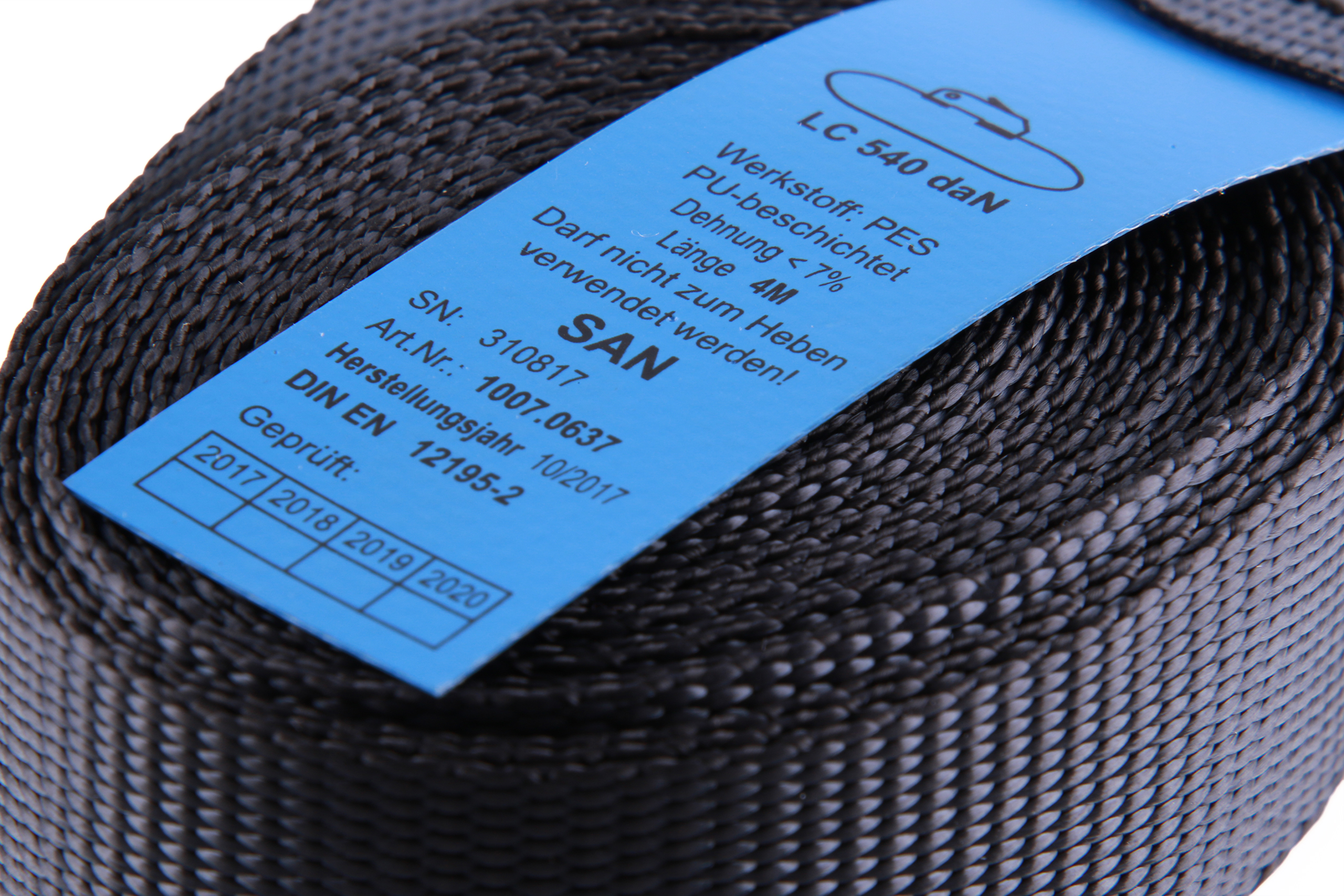 2er-Set, 4 m Klemmschlossgurt mit zusätzlich angebrachtem Gummi-Schnallenschutz, schwarz