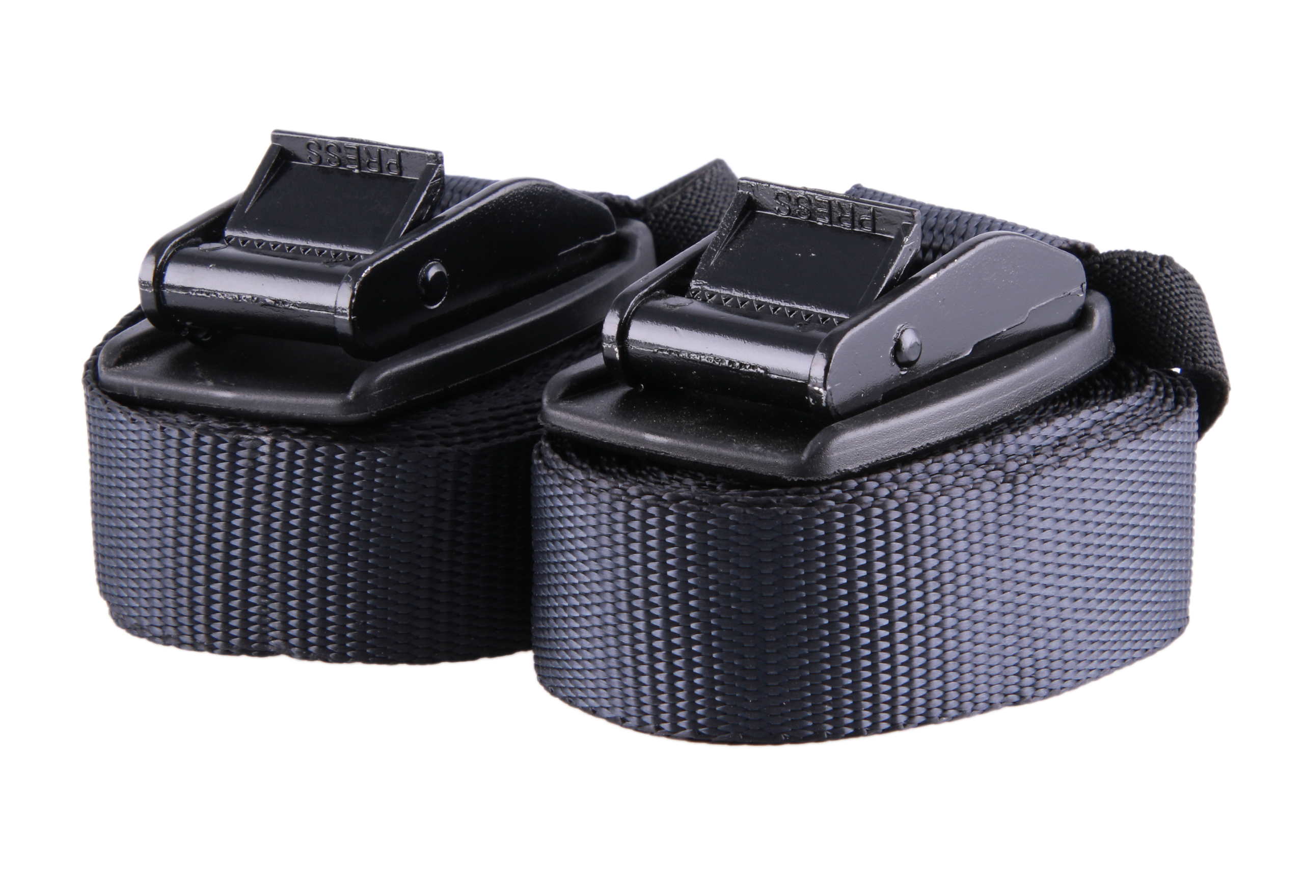 2er-Set, 4 m Klemmschlossgurt mit zusätzlich angebrachtem Gummi-Schnallenschutz, schwarz